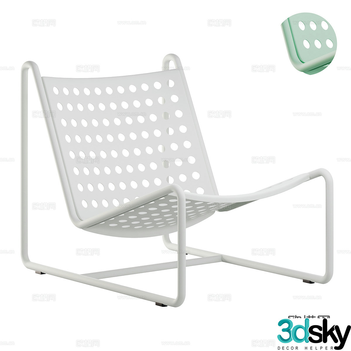 Modern minimalist stainless steel metal outdoor leisure chair 3d model