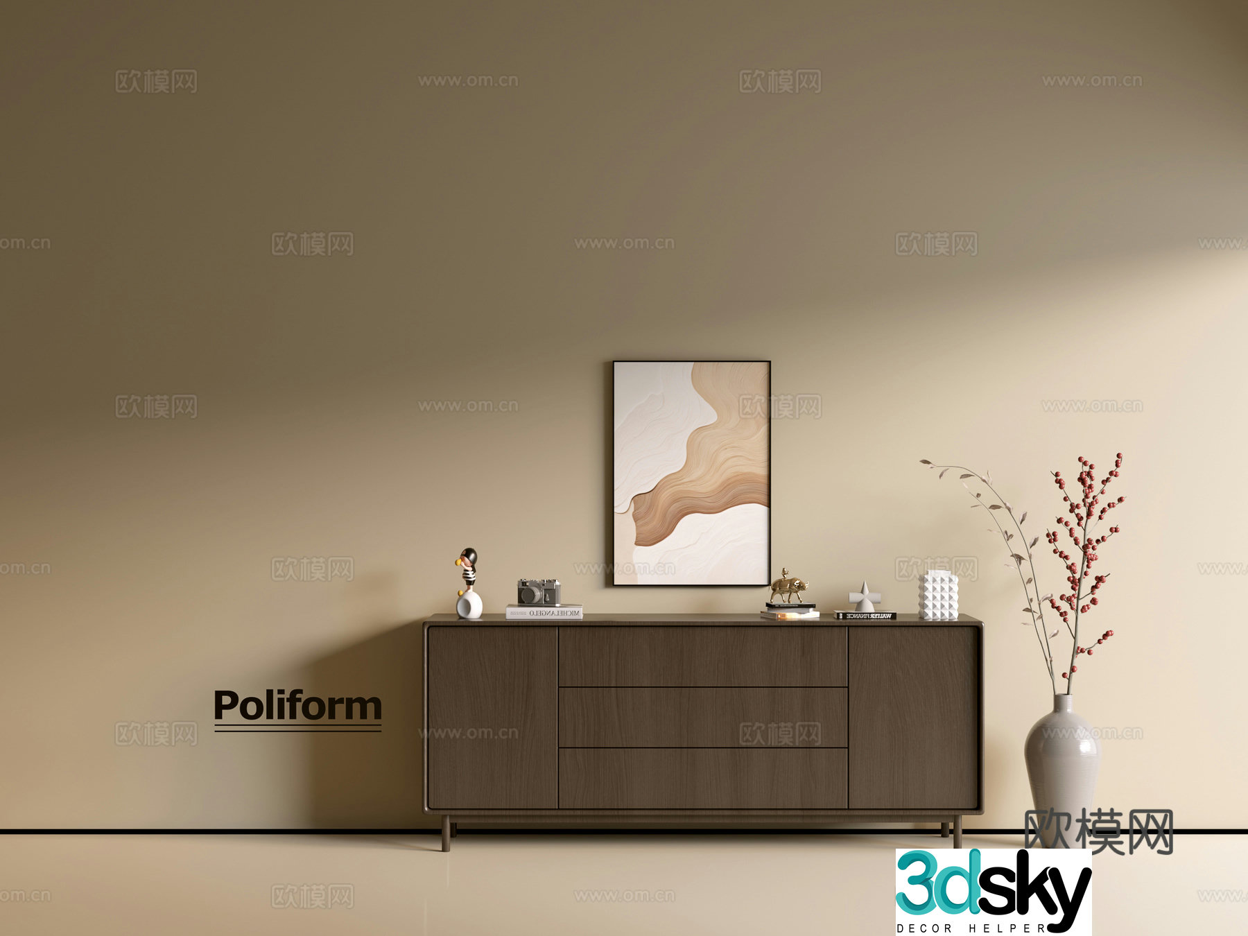 Modern wood grain cabinet ins wind minimalist wind cabinet whole cabinet sideboard balcony cabinet storage 3D model
