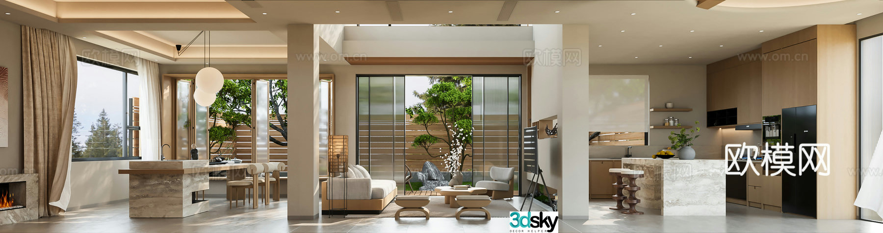 Wasabi Wind Villa Living Restaurant Log Style Home Living Restaurant Japanese Home Living Restaurant 3D Model
