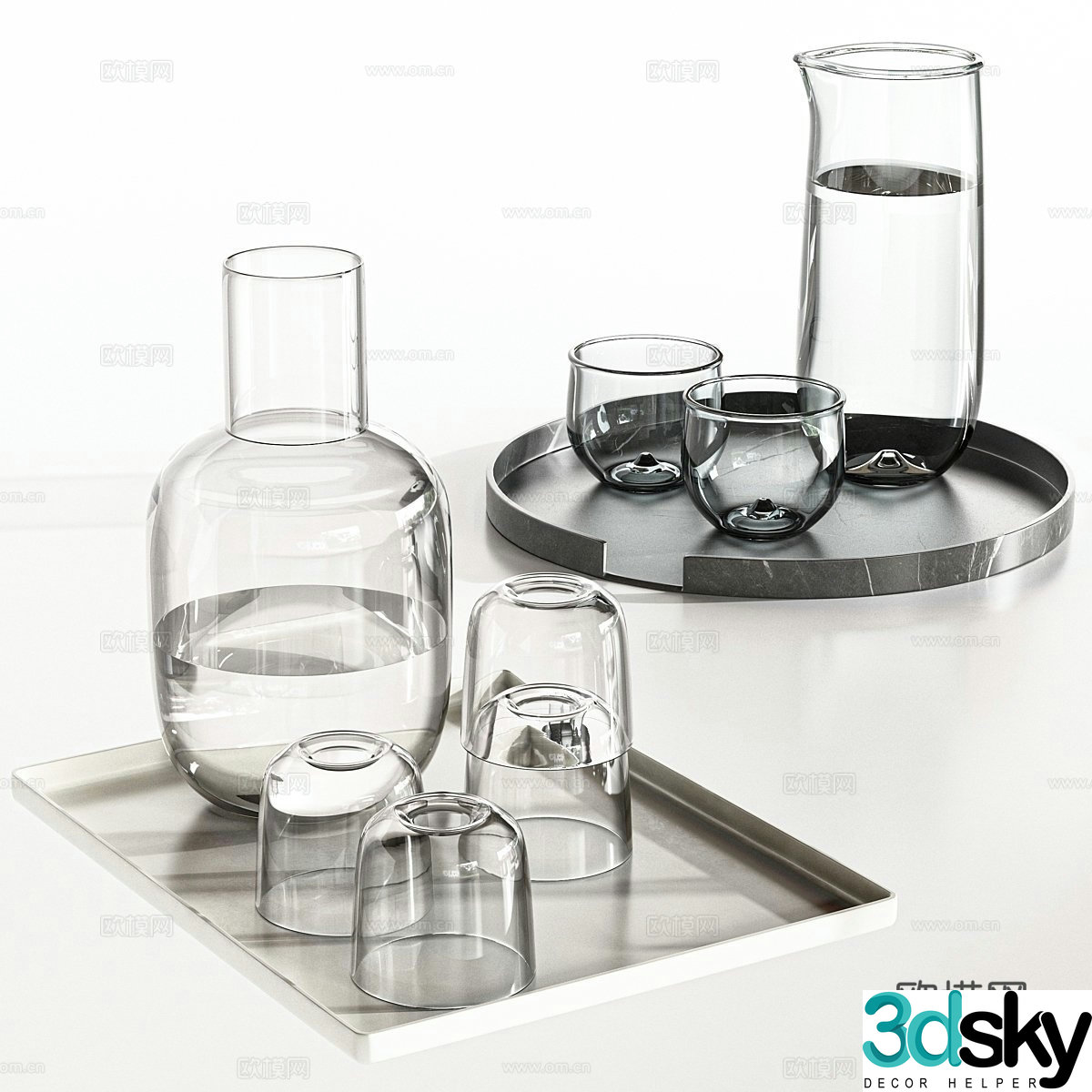 Modern water cup ornaments glass wine glass wine utensils tableware desktop ornaments 3D model