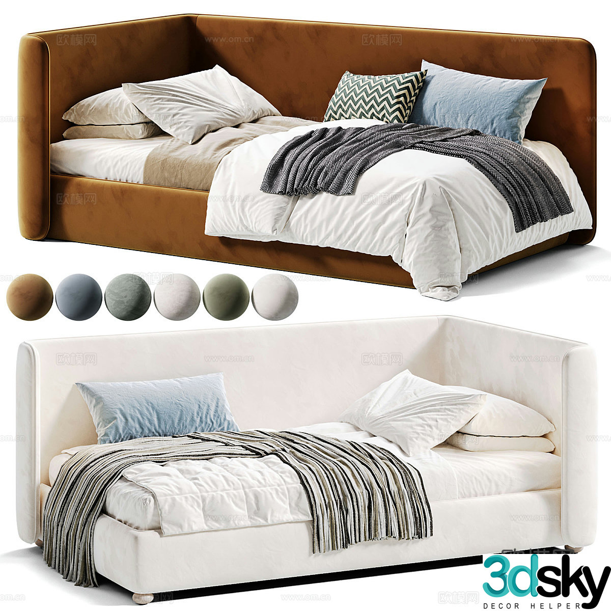 Modern Italian cream style children’s fabric sofa bed 3d model
