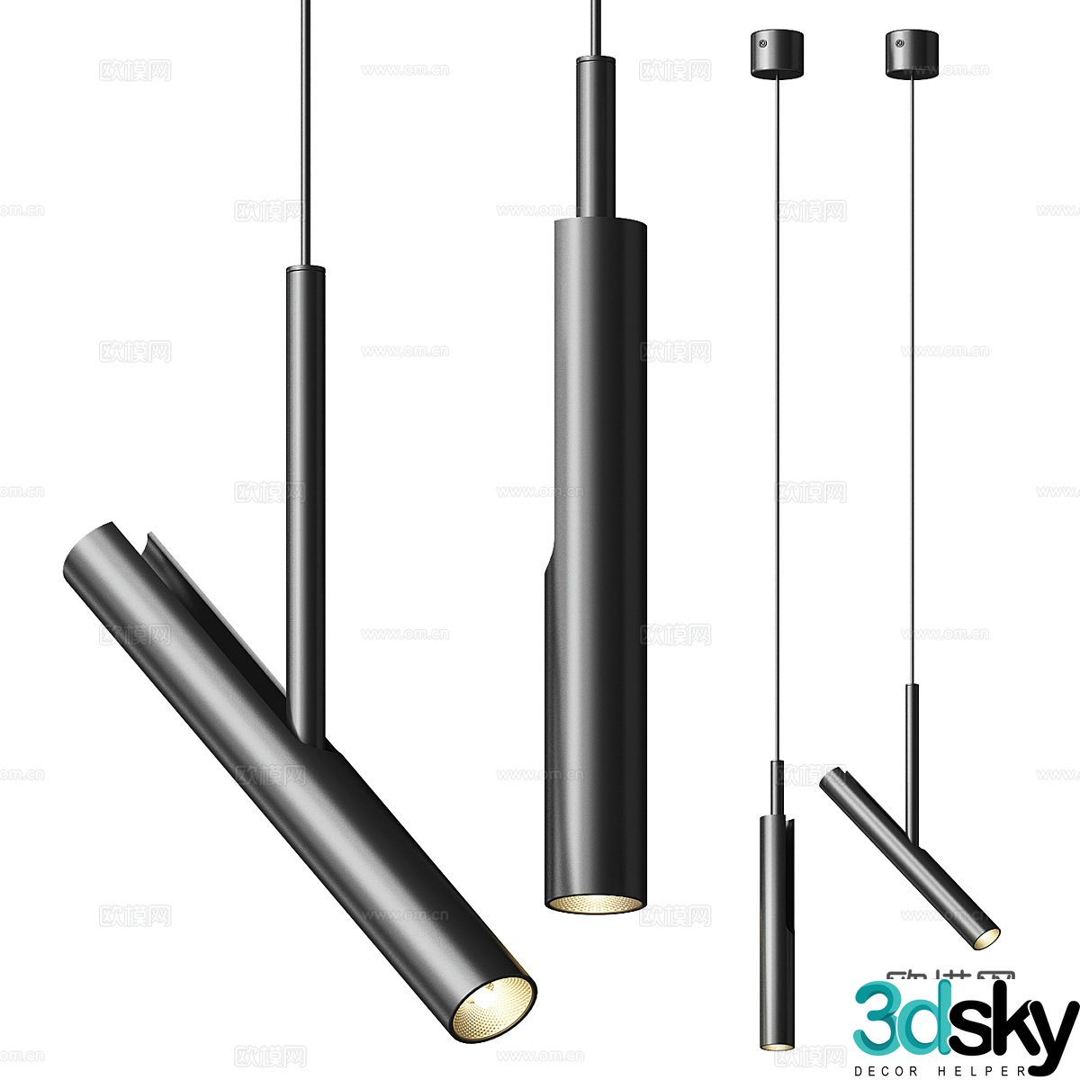 Modern minimalist metal chandeliers 3D model