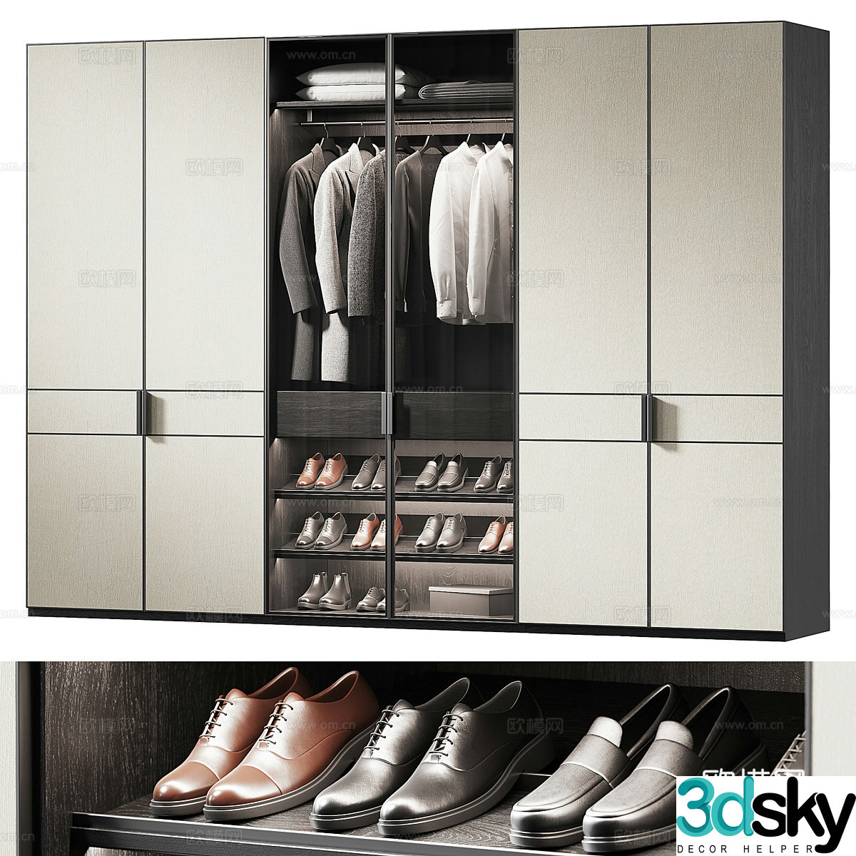 Modern Italian minimalist wardrobe 3d model
