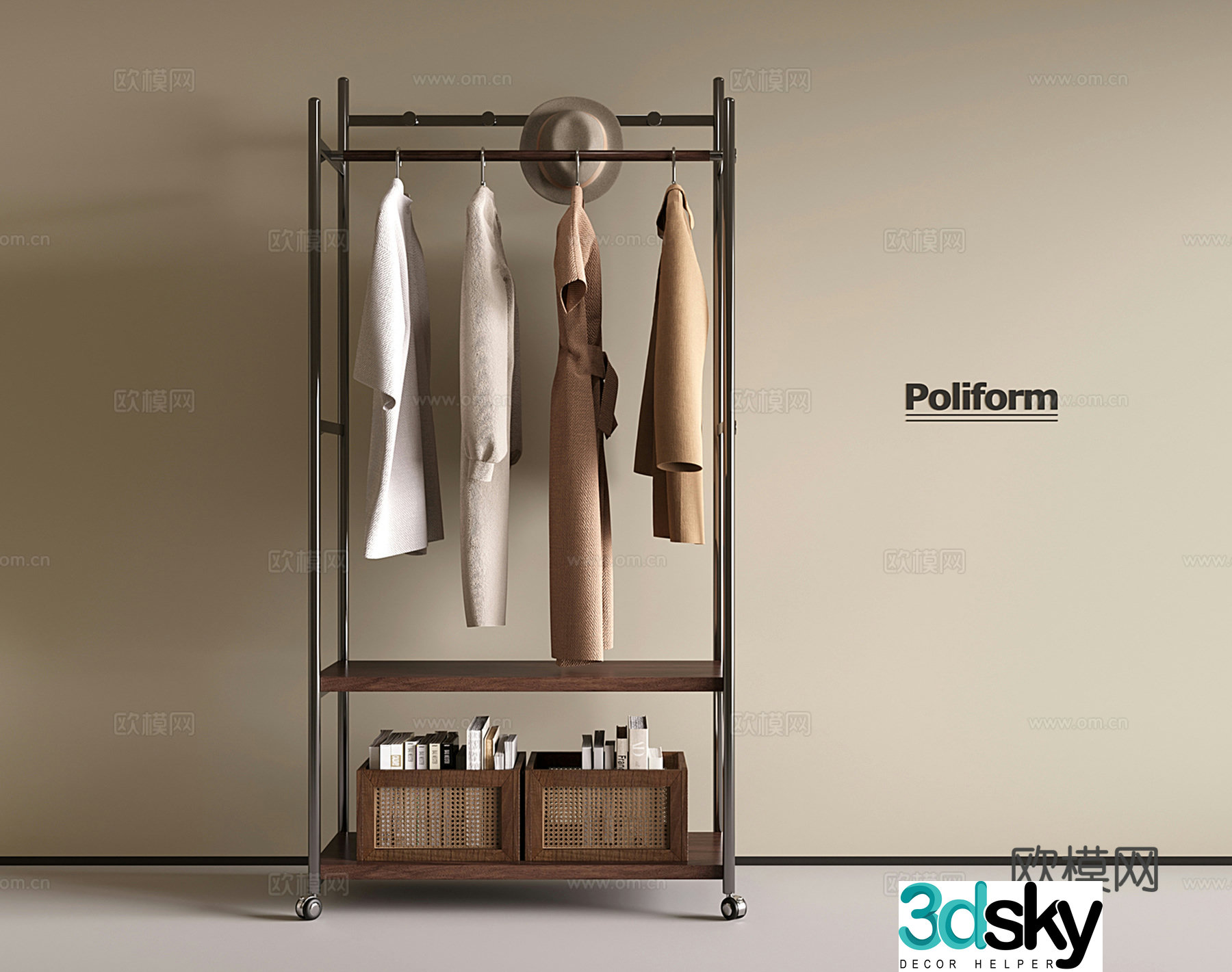 Middle Ages Now Hanging Clothes Hanger Floor Clothes Hanger Clothes Hanger Clothes Hanger 3D Model