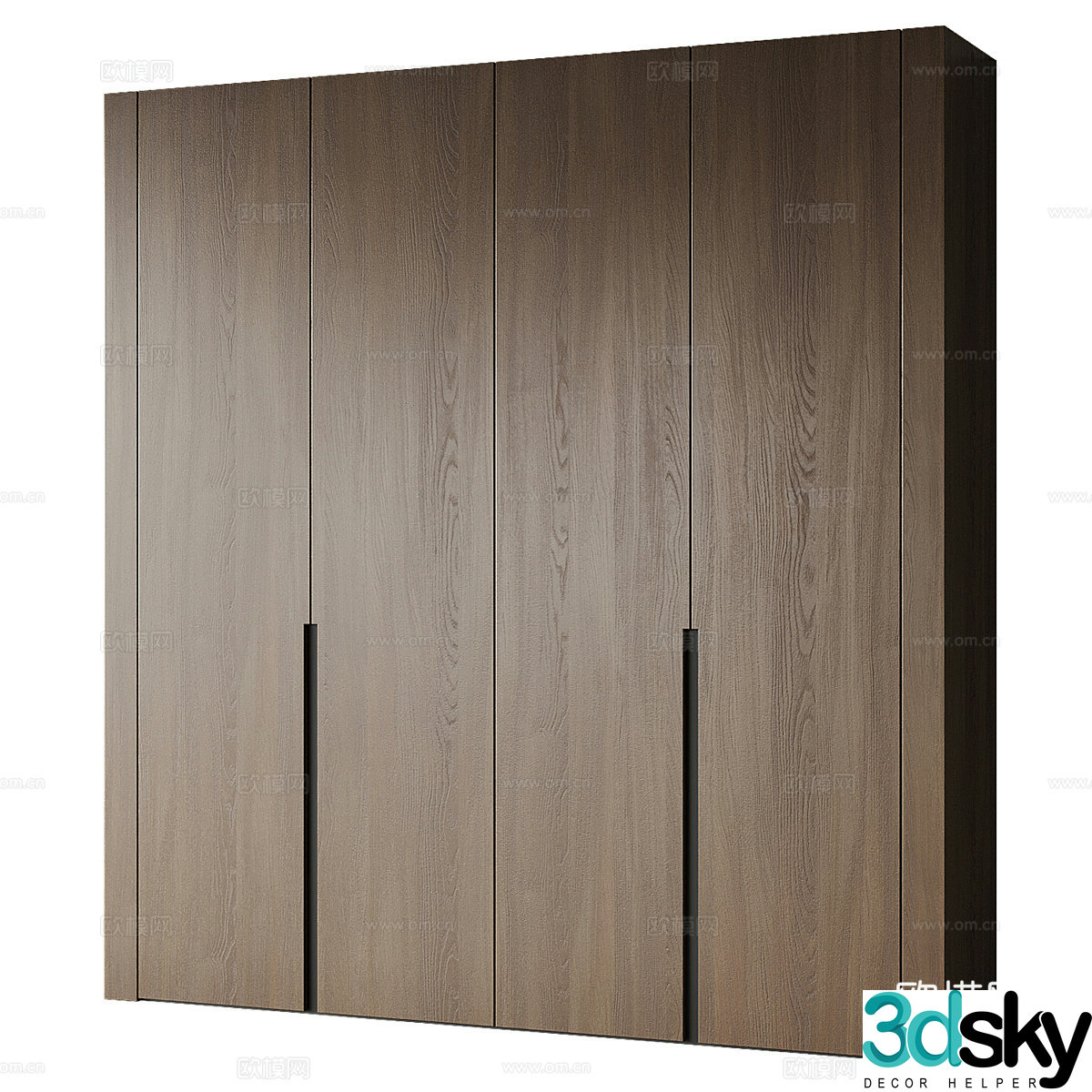 Modern Italian minimalist solid wood door wardrobe 3D model