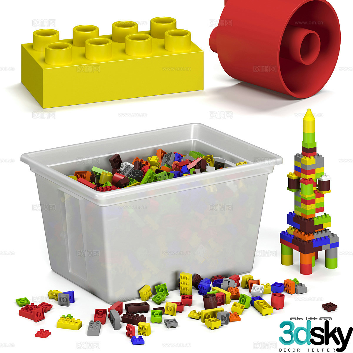 Modern children’s toys building blocks toy storage box 3d model