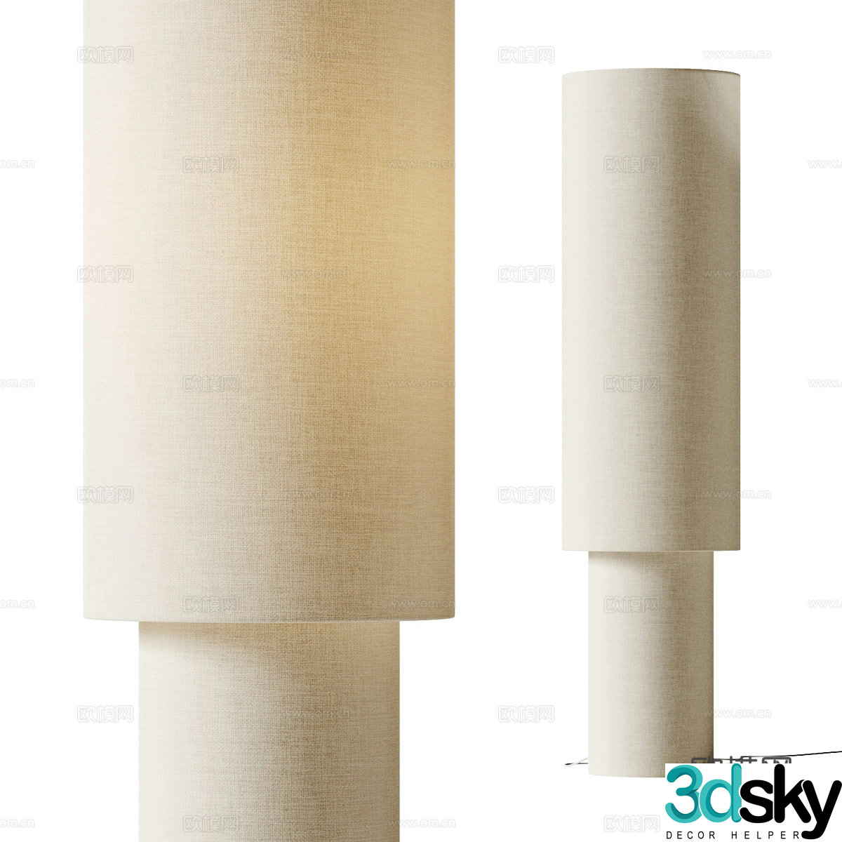 New Chinese style Wasabi Fabric Floor Lamp 3D Model