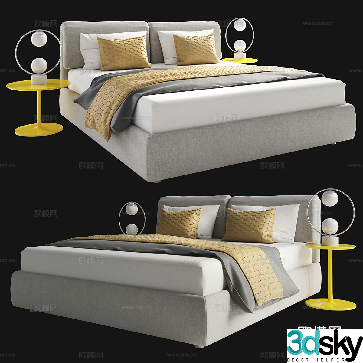 Modern double bed 3d model