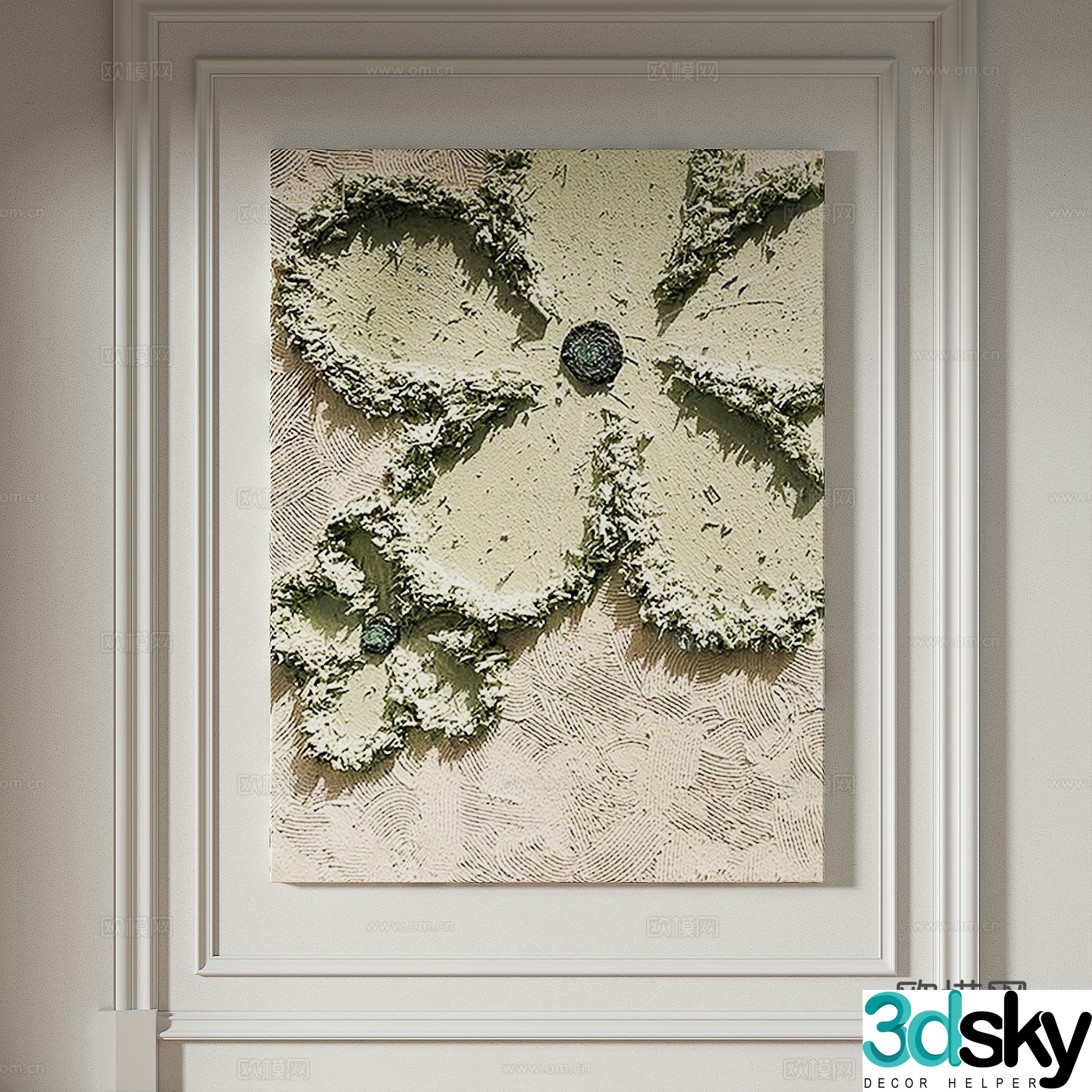 Modern simple texture abstract light luxury wasabi three-dimensional decorative painting 3d model