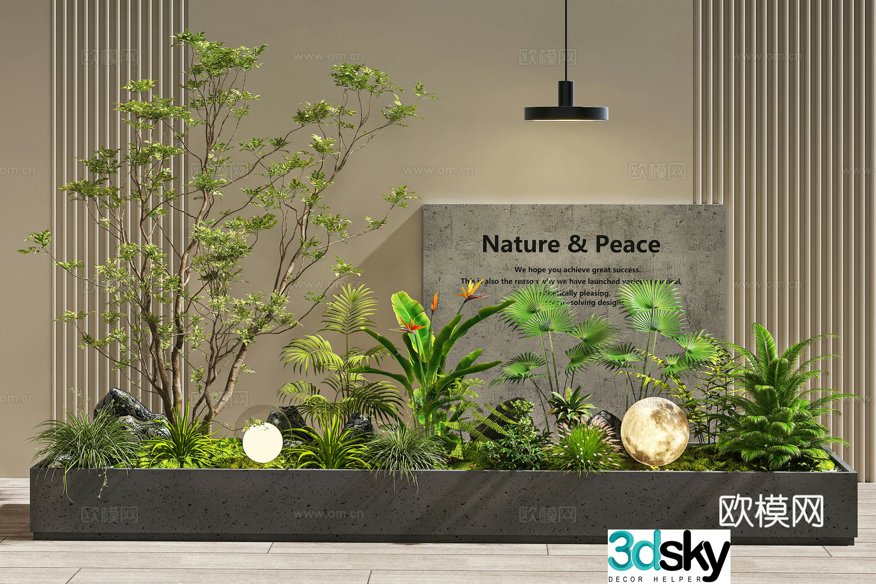 Modern interior landscape Landscape Garden landscape Plant pile Green plant combination Garden sketch 3D model