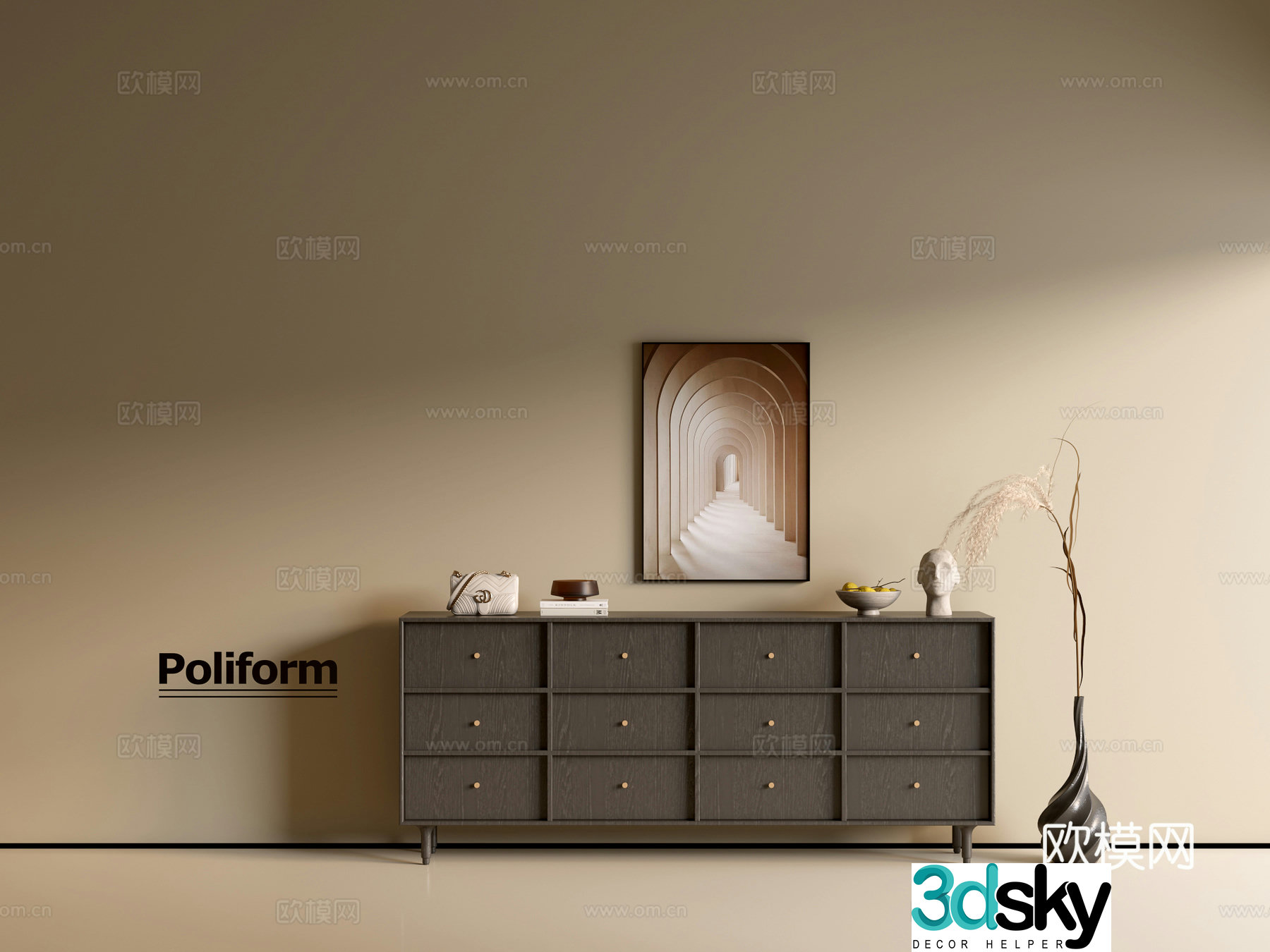Modern black wood grain cabinet ins wind minimalist wind cabinet whole cabinet sideboard balcony cabinet 3d model