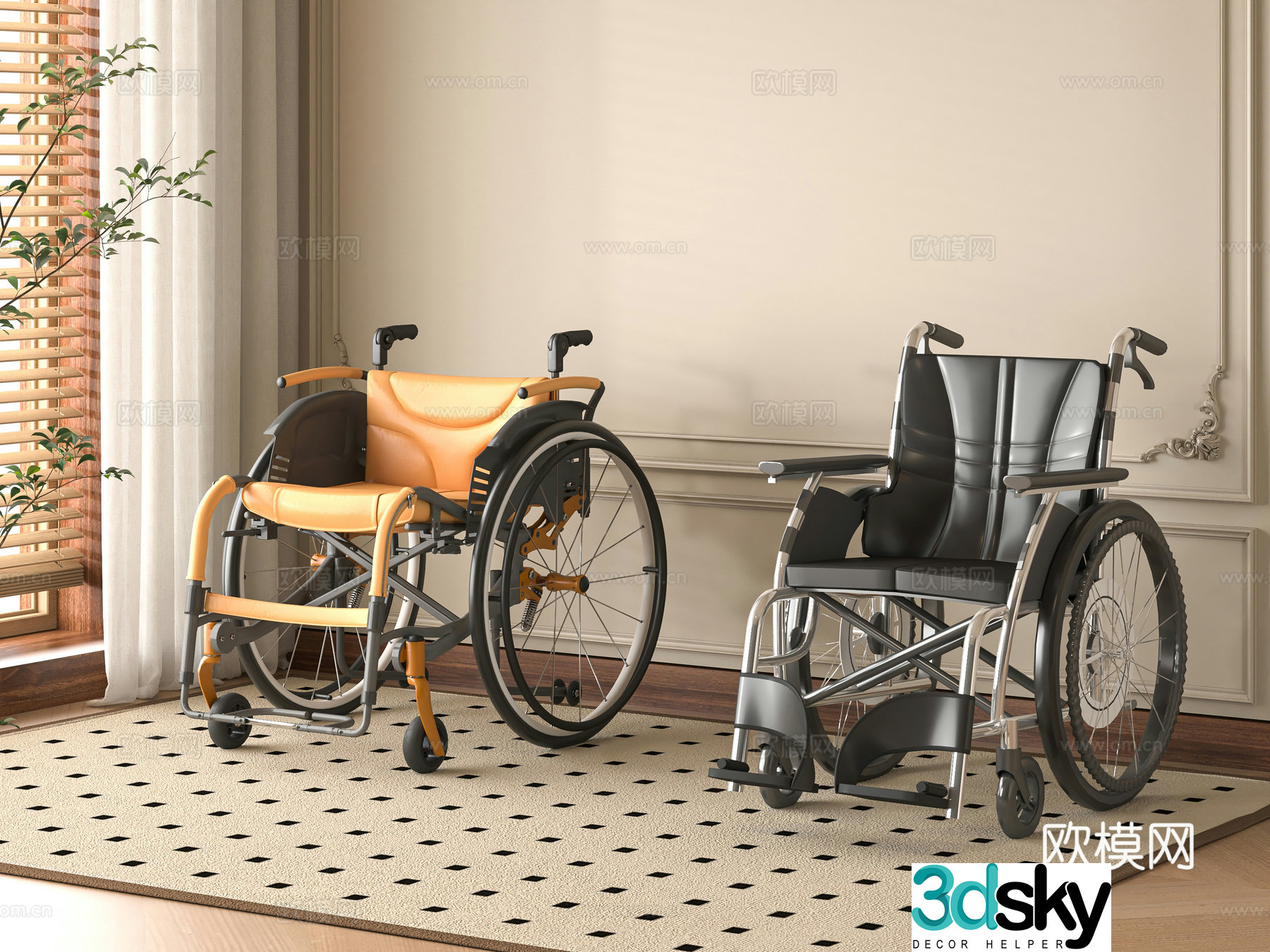 Modern wheelchair 3d model