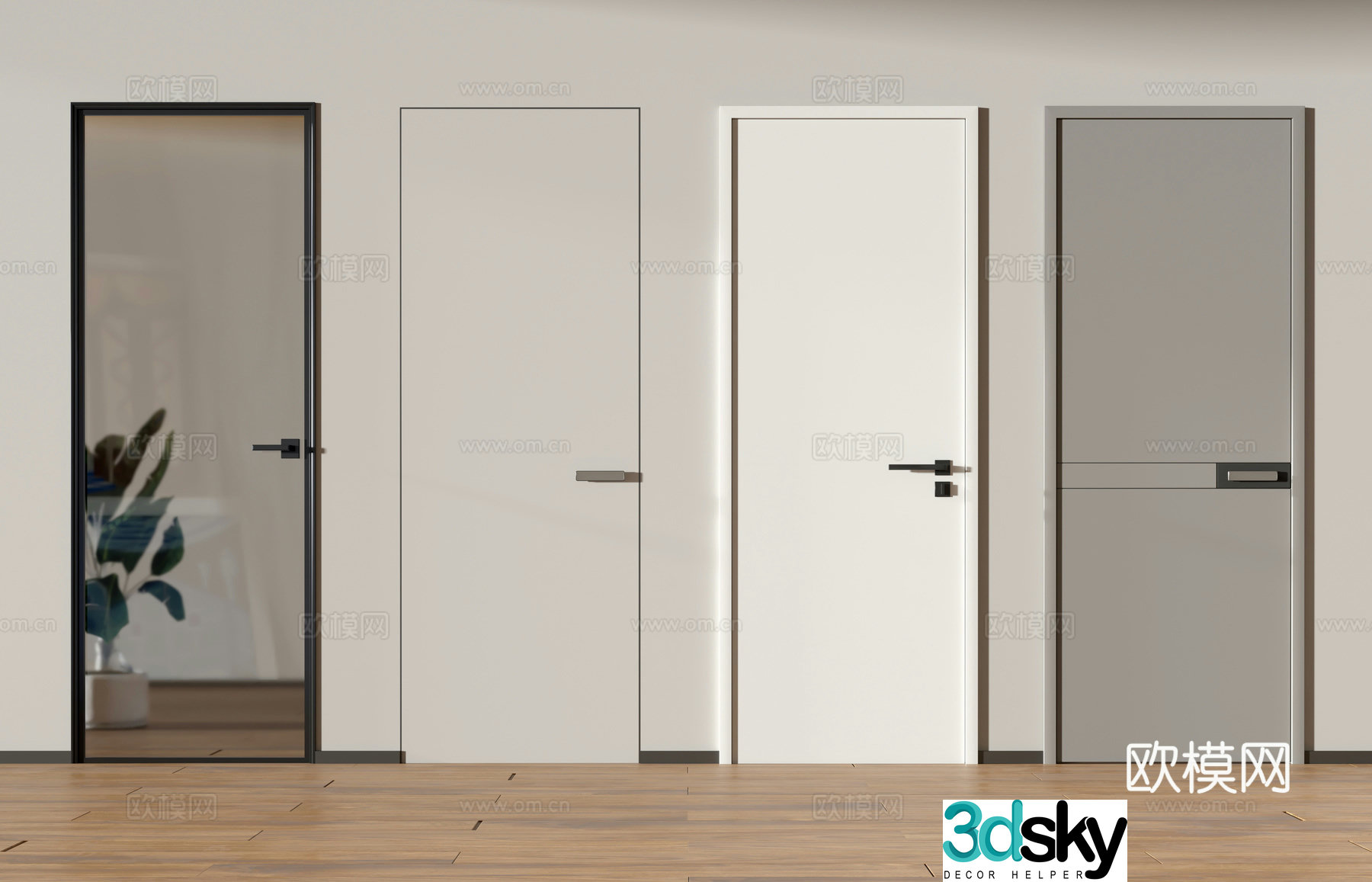 Modern door combination 3D model