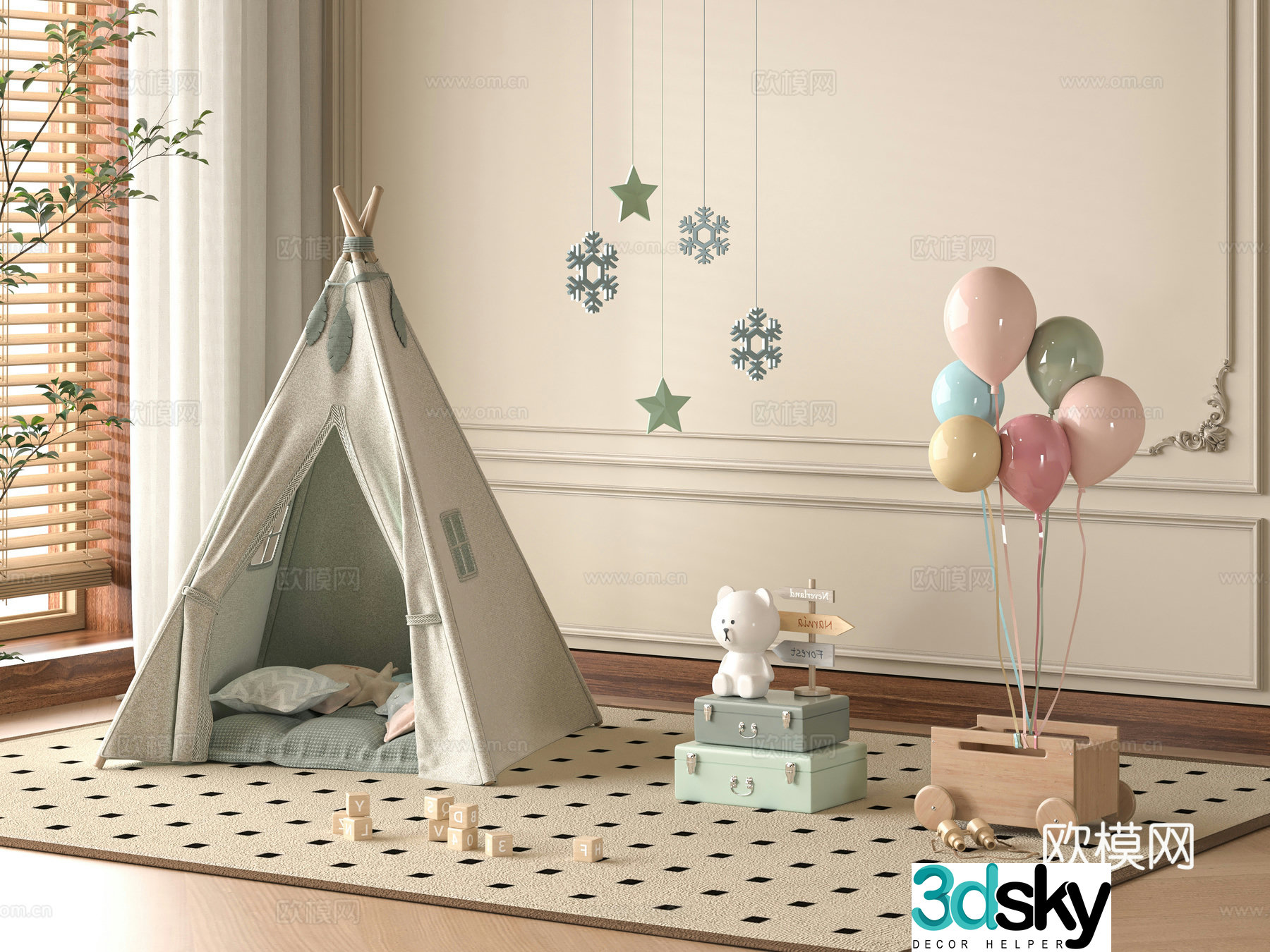 Modern children’s tent 3d model