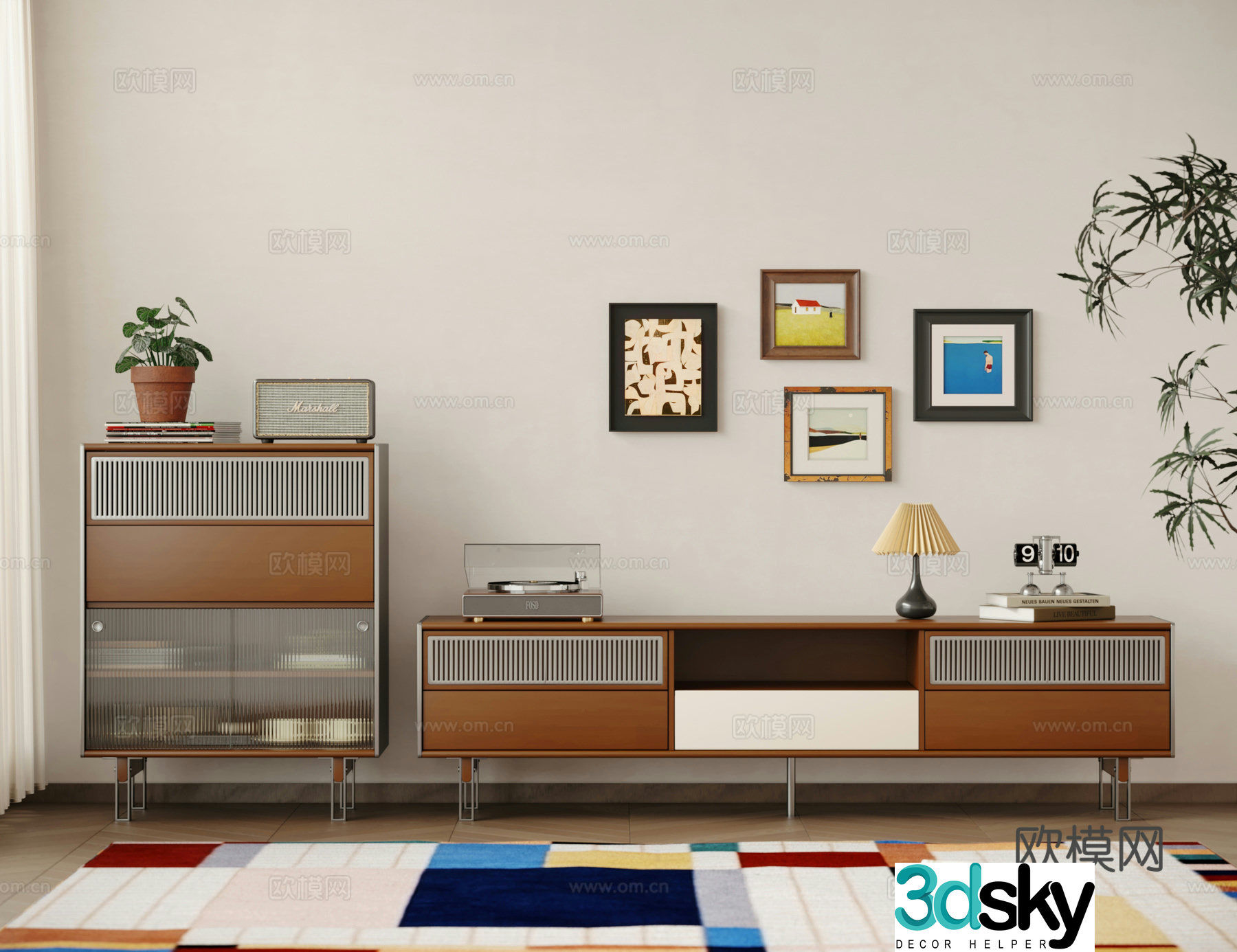 Modern medieval TV cabinet Finished TV cabinet Bahaus TV cabinet 3D model