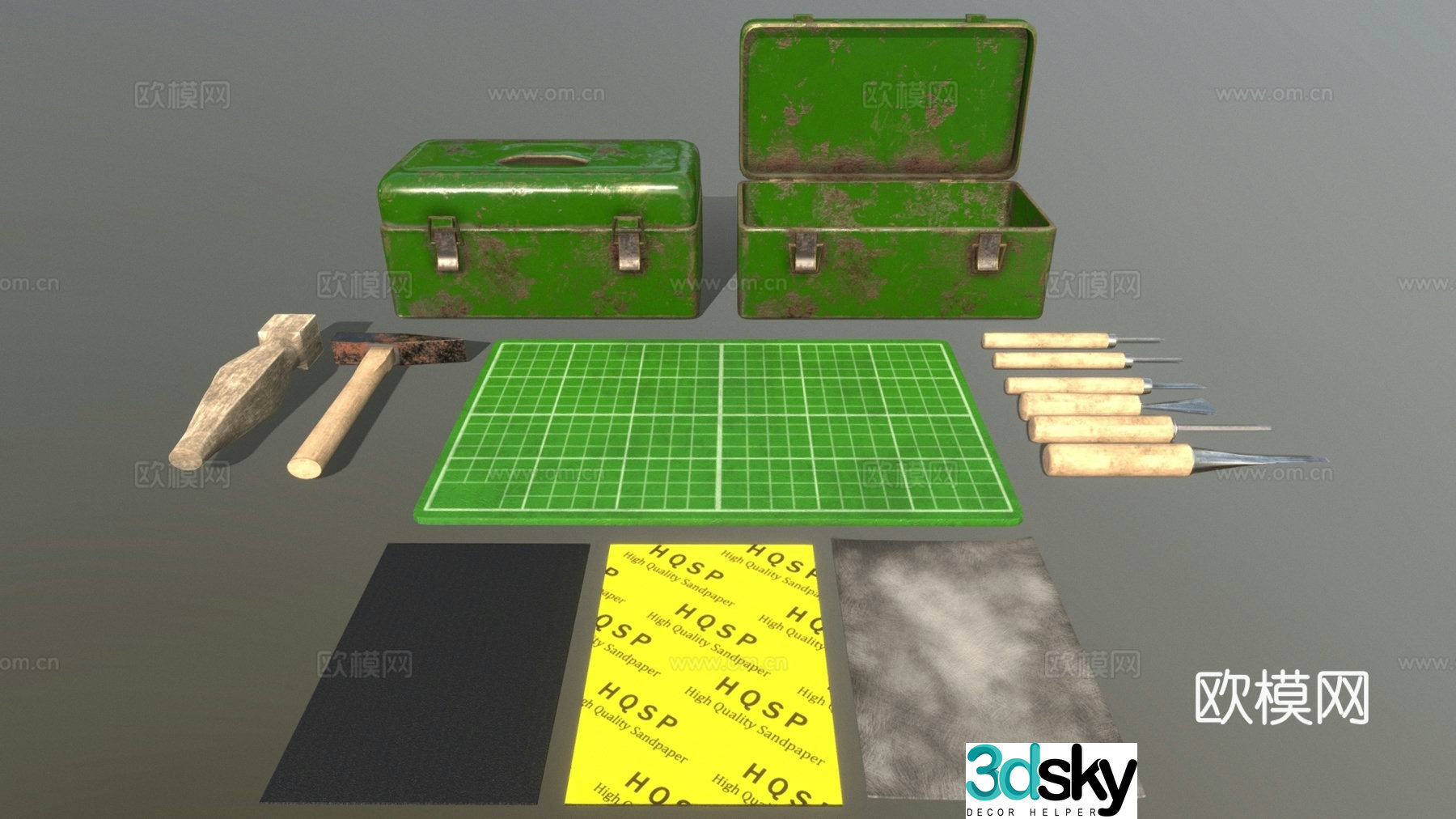 Modern hardware tools hand tools toolbox 3d model