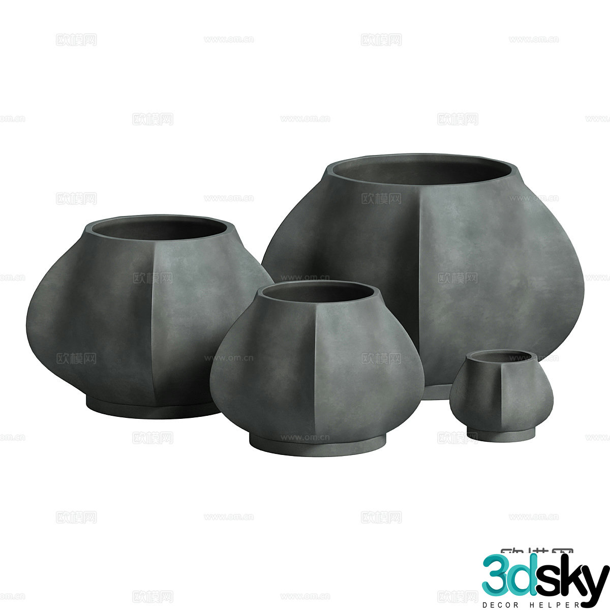 New Chinese style Wasabi pot vase 3D model