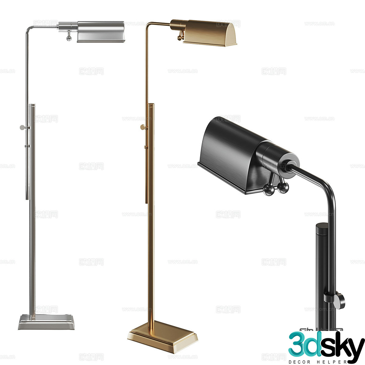 Modern Italian light luxury metal floor lamp 3D model
