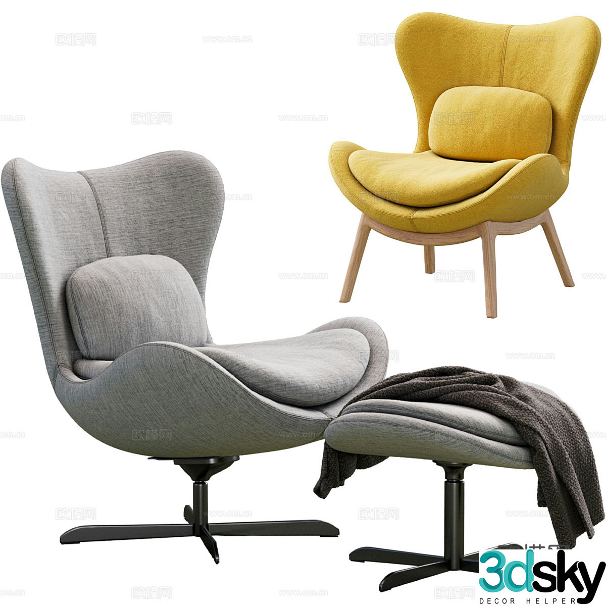 Modern Italian fabric lounge chair 3d model