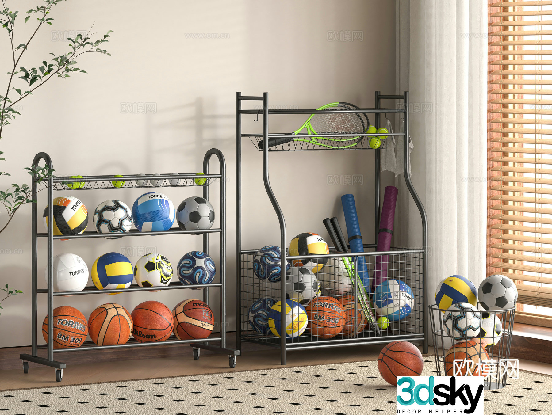 Modern basketball football 3d model