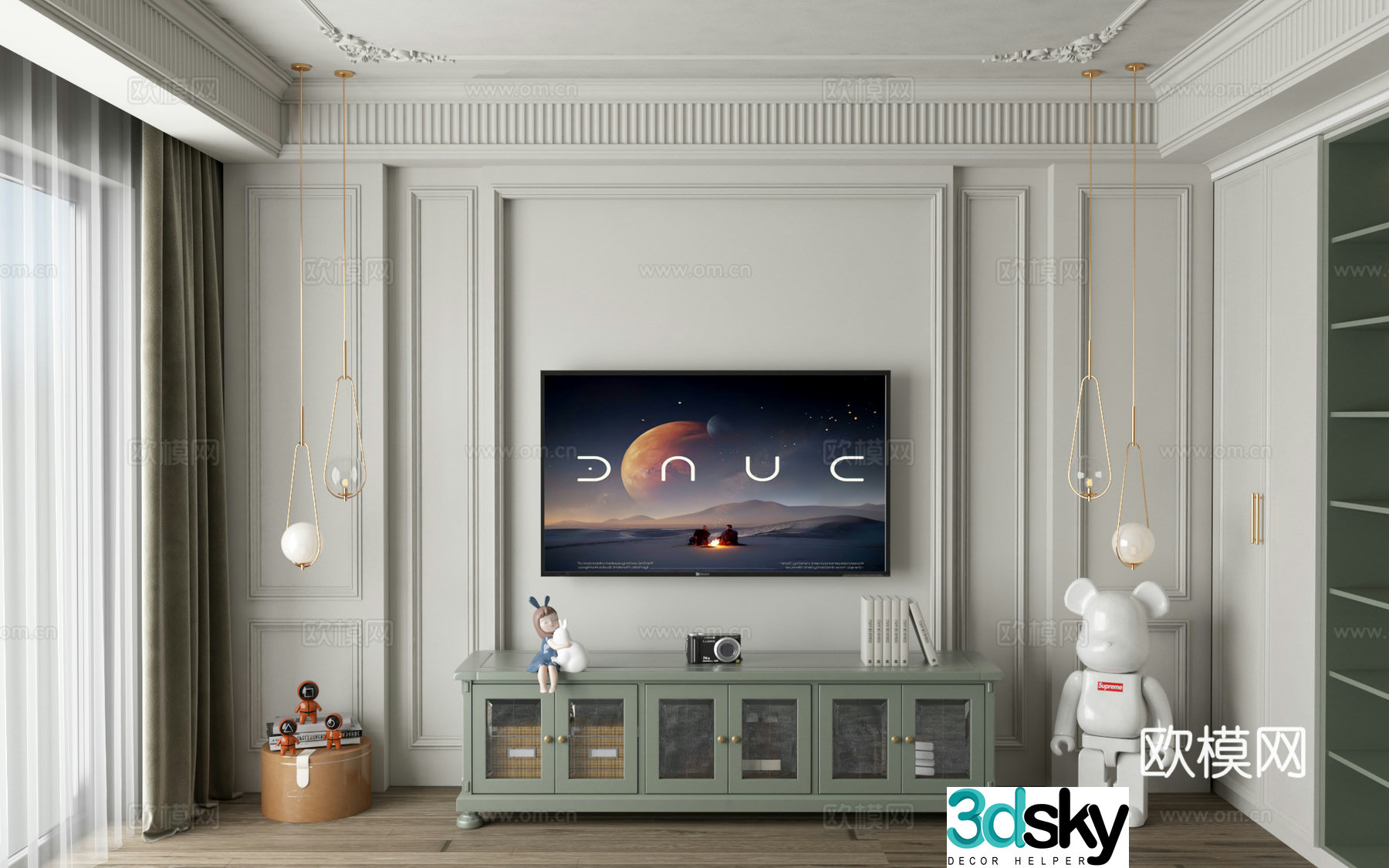 American painted TV cabinet 3D model