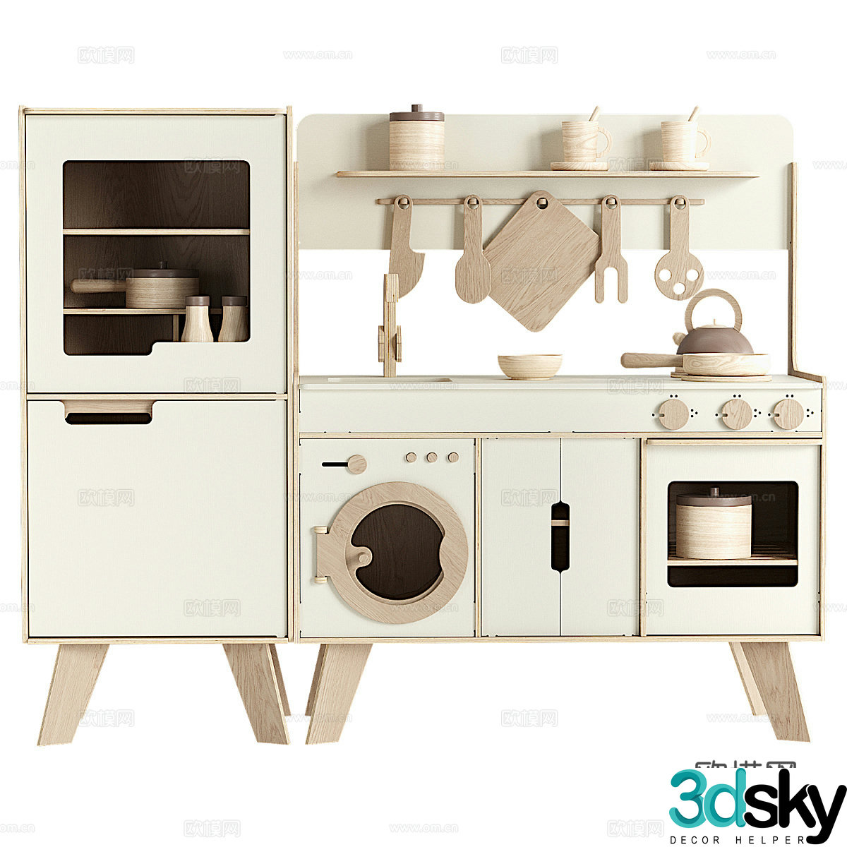 Modern cream style children’s toy cabinet 3d model