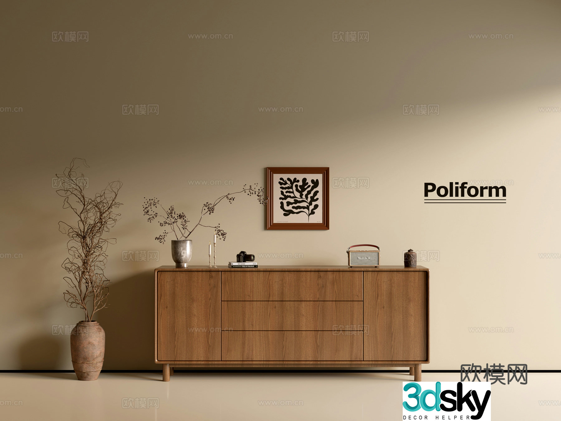 Modern wood grain cabinet ins wind minimalist wind cabinet whole cabinet sideboard balcony cabinet storage 3D model