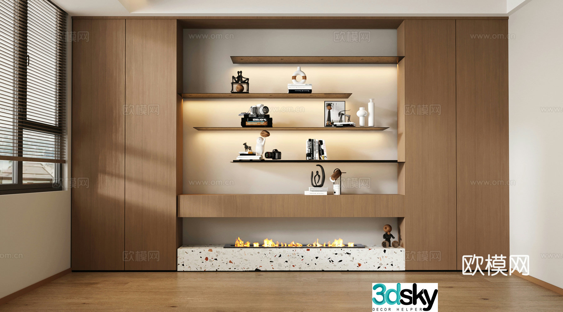 Modern medieval style bookcase wall-wide bookcase study bookcase office bookcase 3D model