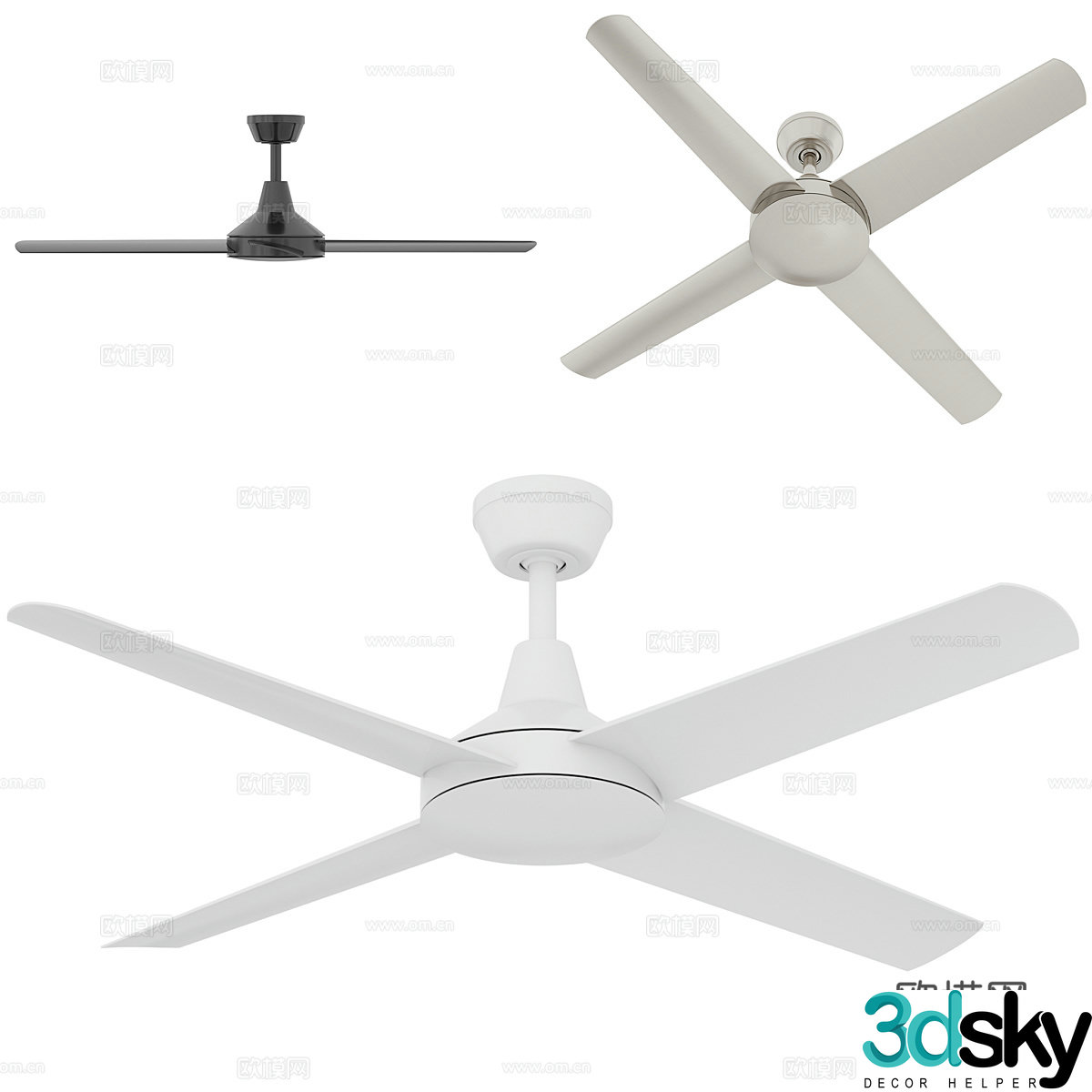 Modern Italian minimalist fan light 3d model