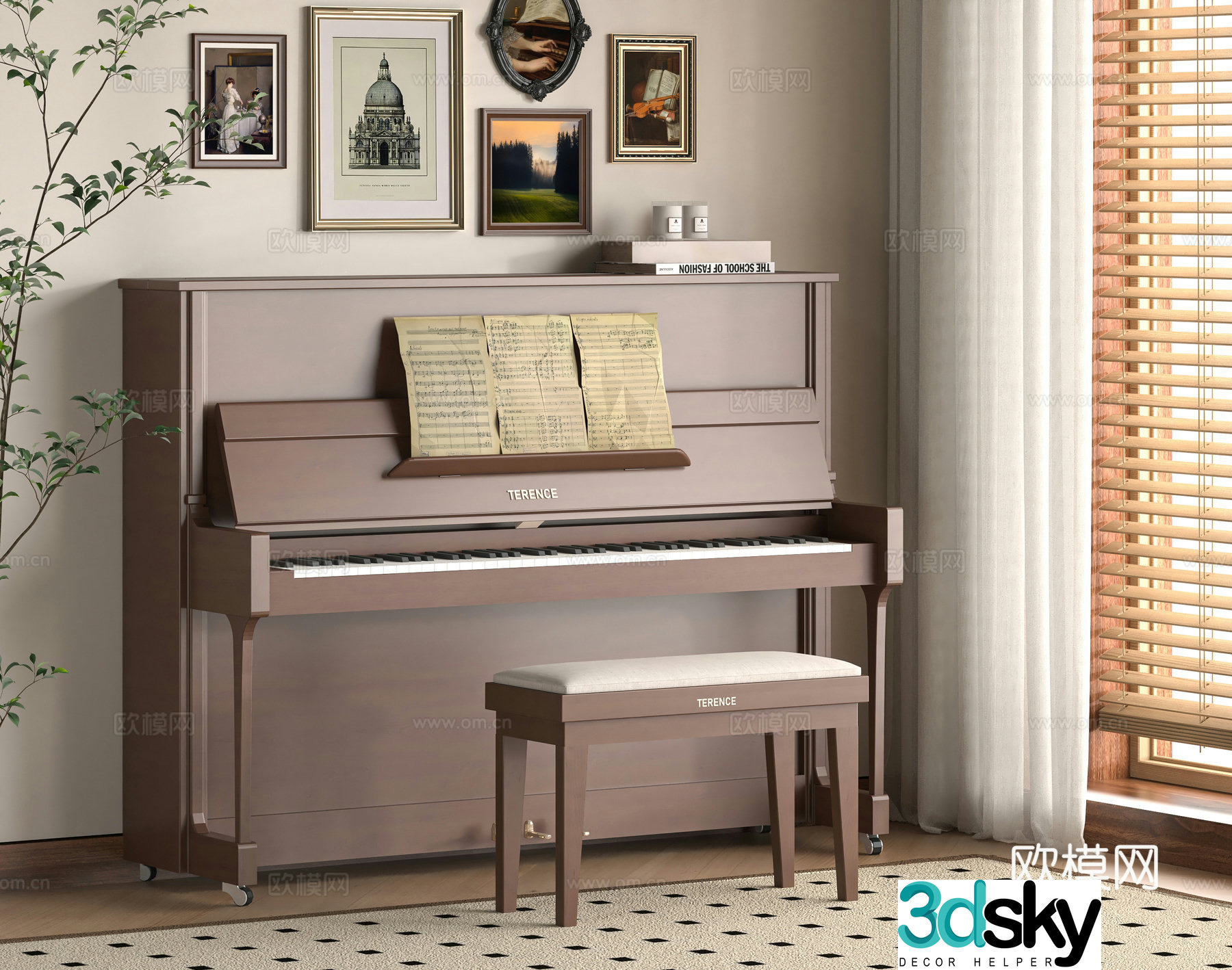 modern piano 3d model