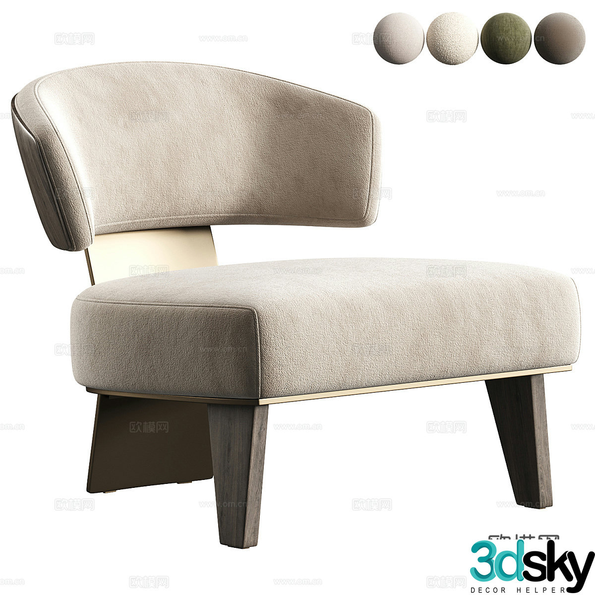 Modern Italian fabric armchair 3d model