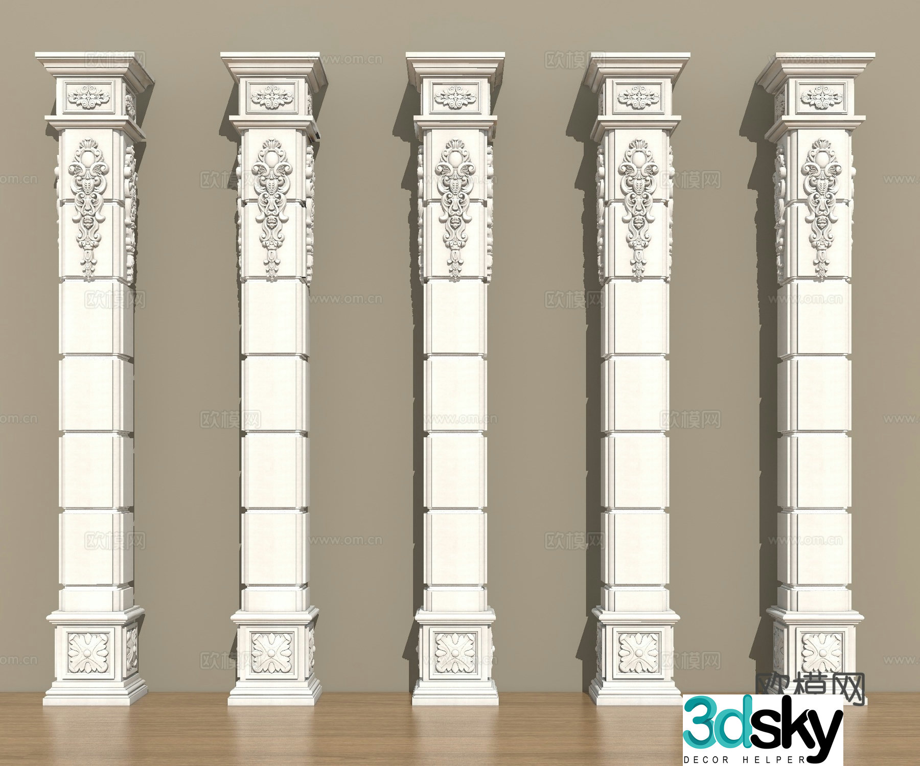 European columns angle columns Roman columns 3D model