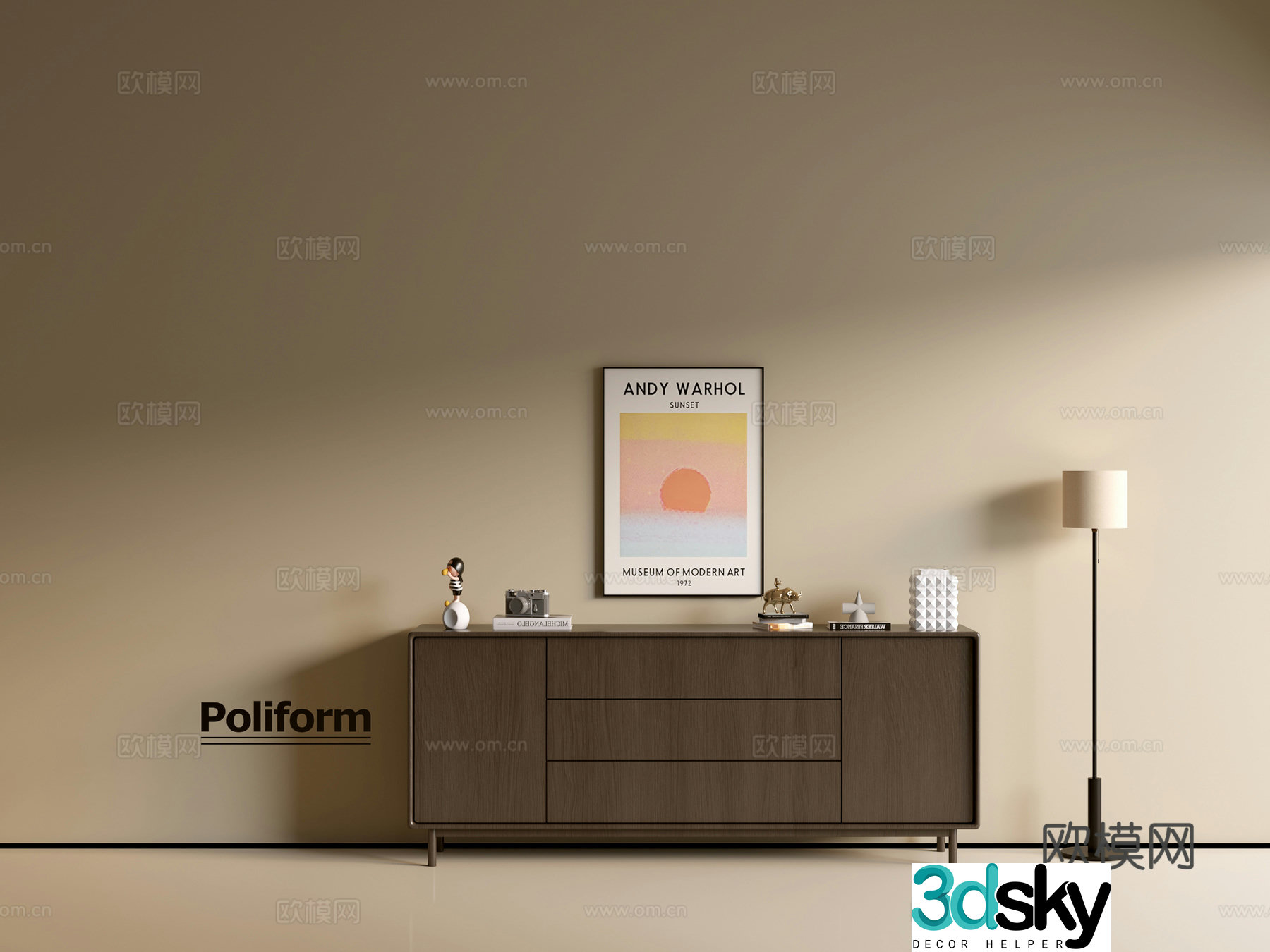 Modern wood grain cabinet ins wind minimalist wind cabinet whole cabinet sideboard balcony cabinet storage 3D model