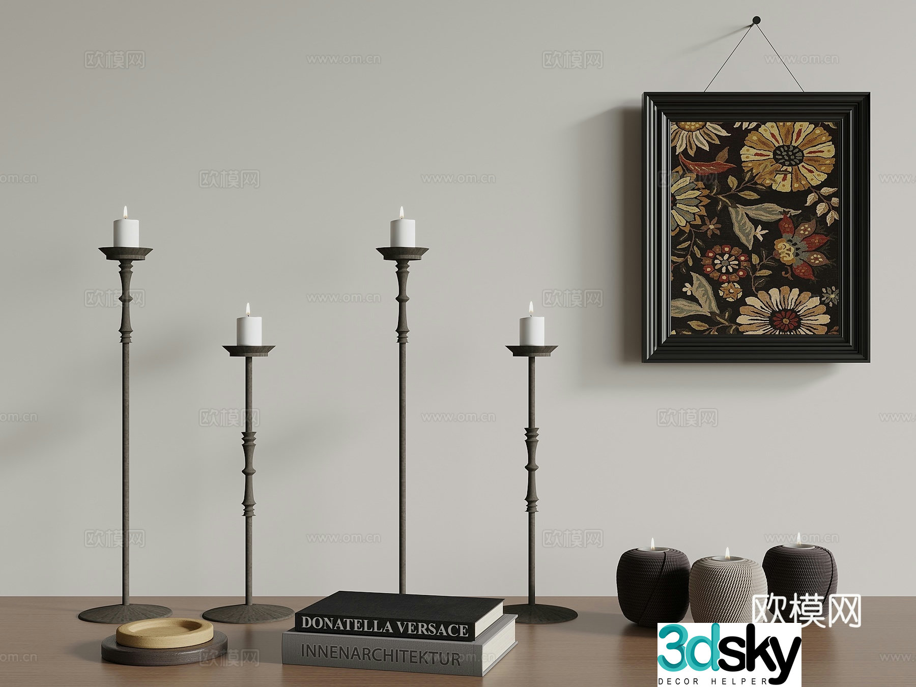 01 Candlestick French retro candlestick candle book ornament 3d model