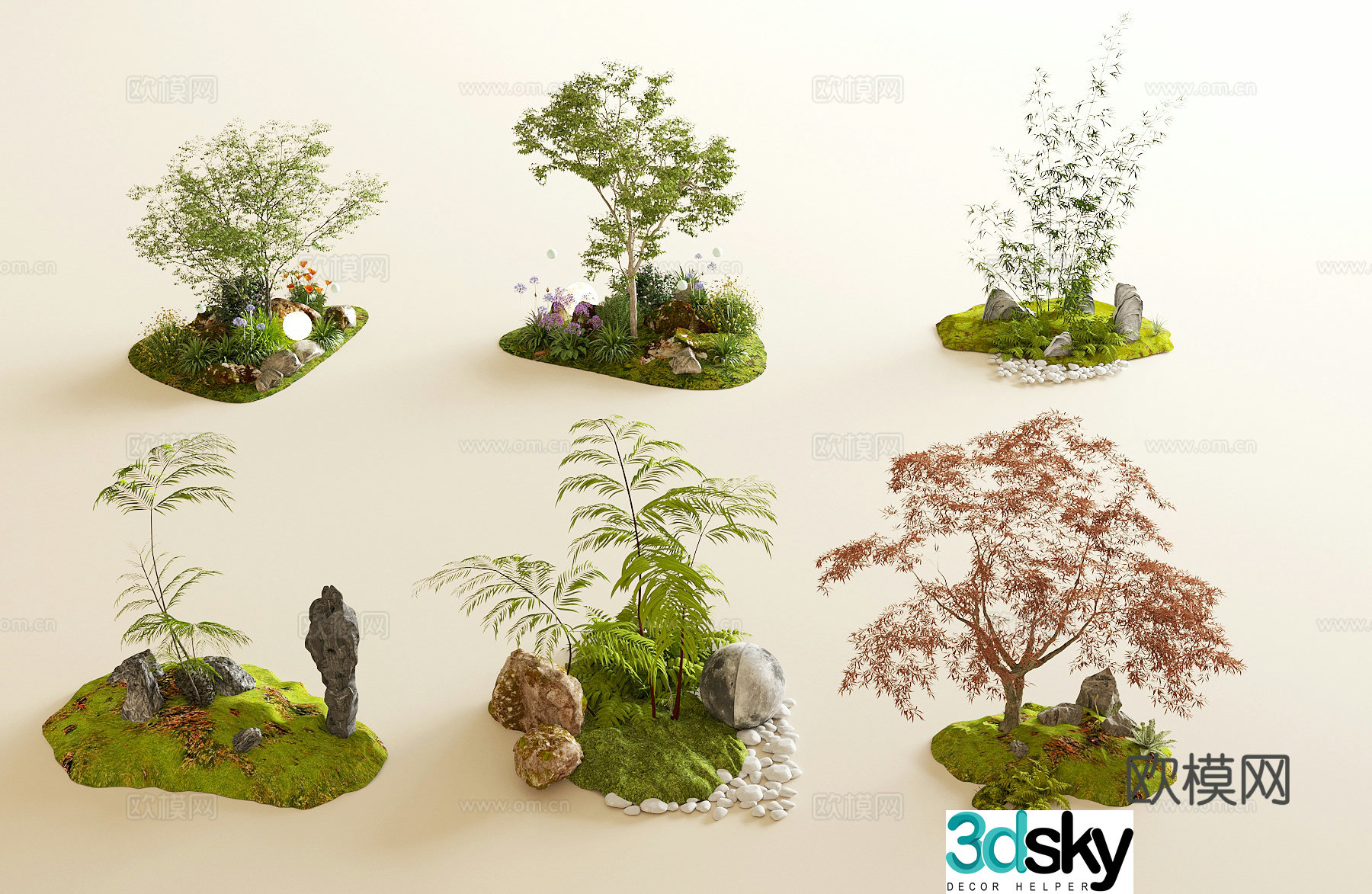 Modern courtyard sketch Landscape Moss Micro Terrain Modern landscape sketch Landscape sketch 3D model