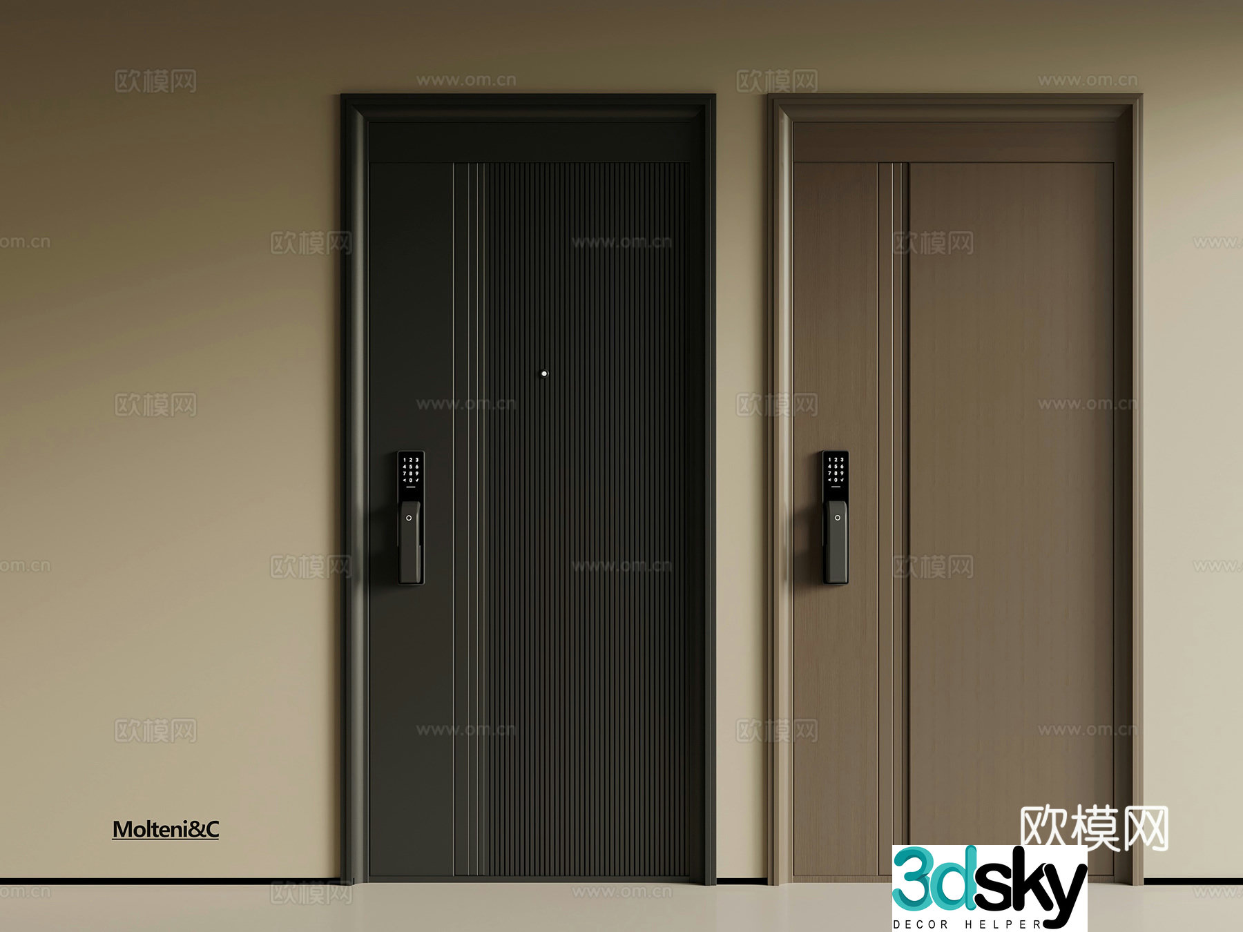 Modern home entry security door Italian home entry security door 3D model