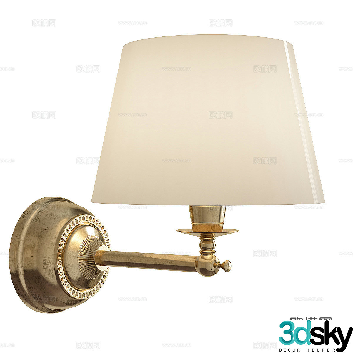 American simple metal glass wall lamp 3D model