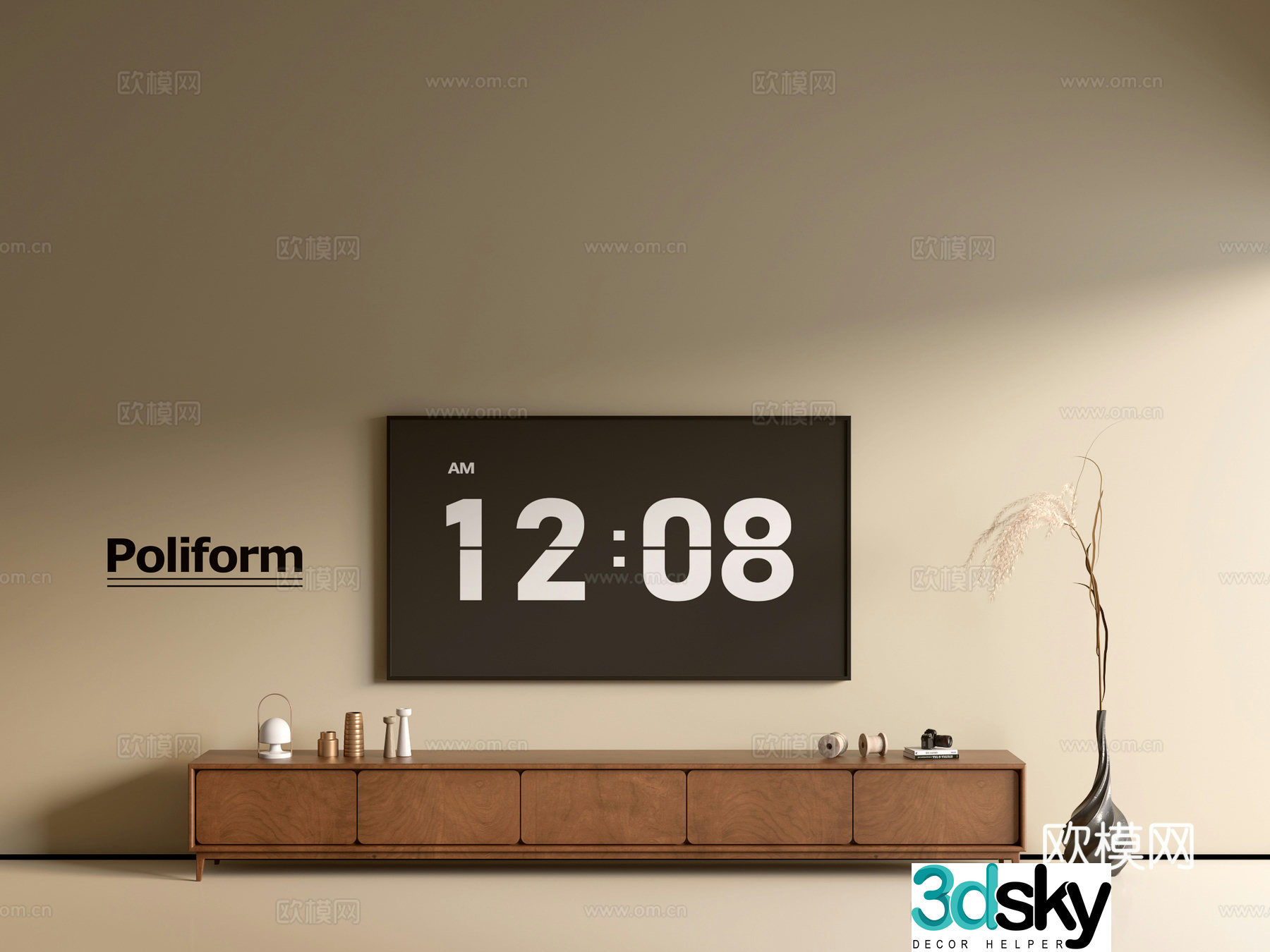 Modern wood grain TV cabinet simple side cabinet chest of drawers low cabinet whole cabinet side cabinet balcony 3D model