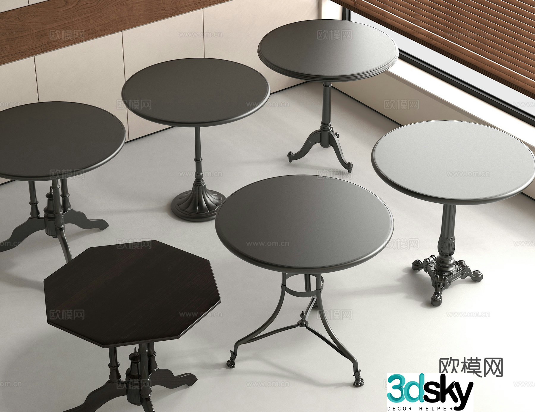 Round table dining table round table restaurant table 3d model
