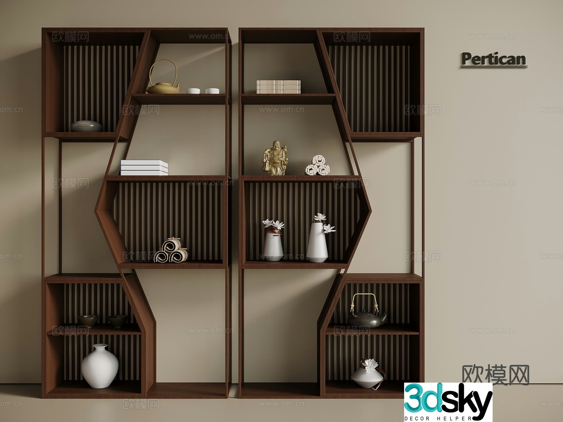 New Chinese style tea cabinet tea cabinet bogu shelf locker 3D model