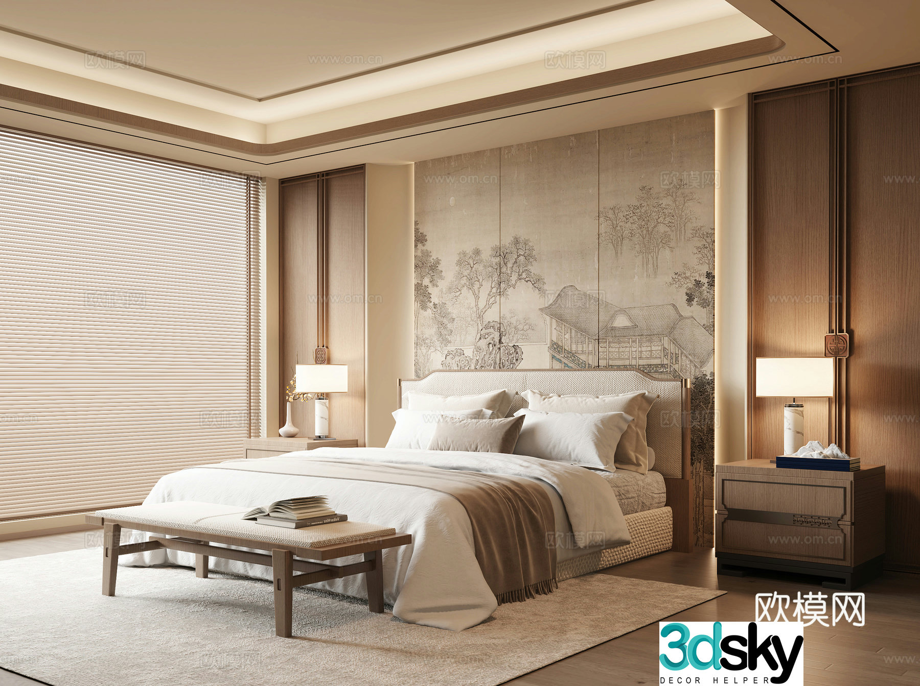 New Chinese bedroom 3D model
