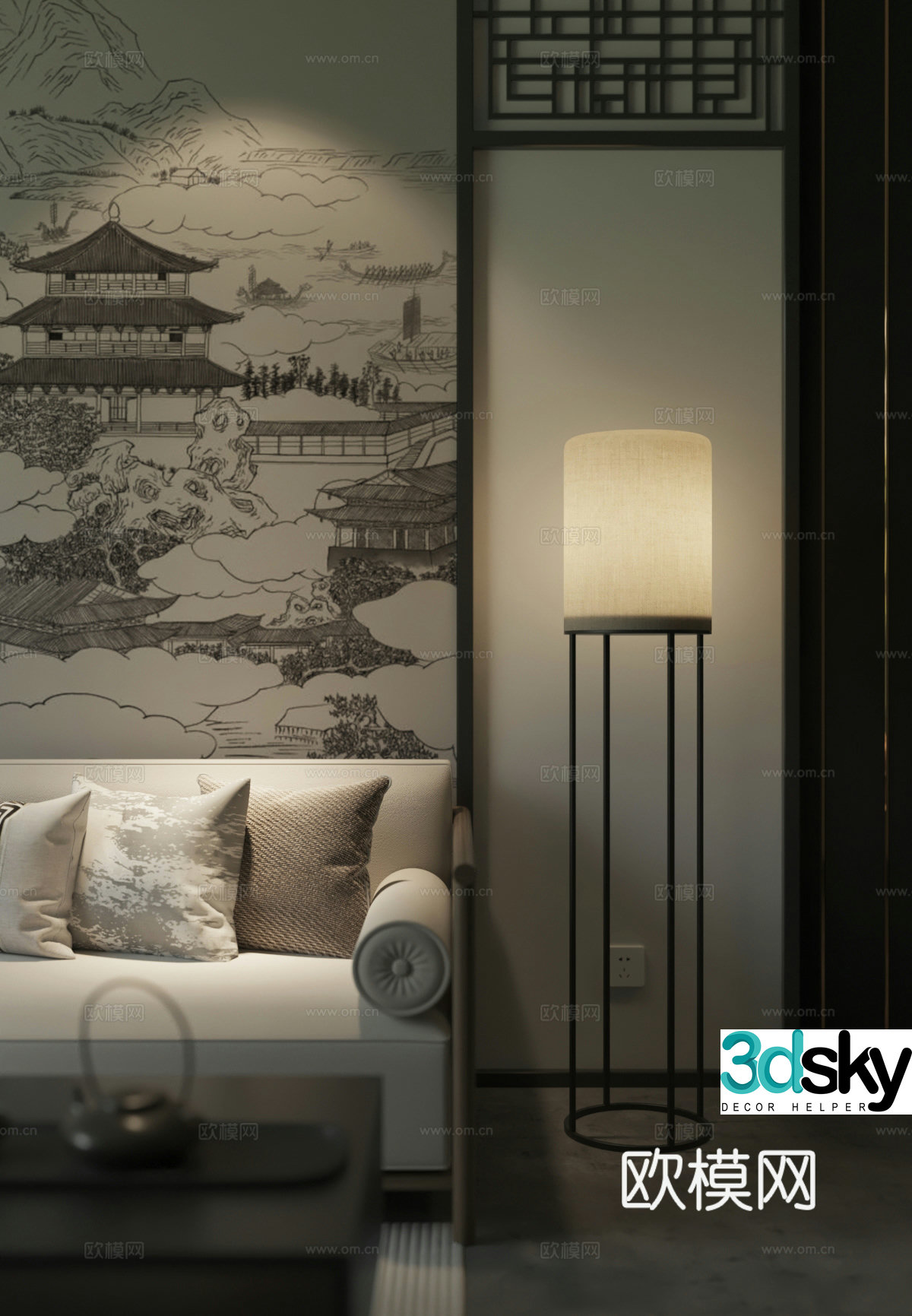 Floor lamp New Chinese style floor lamp 3D model