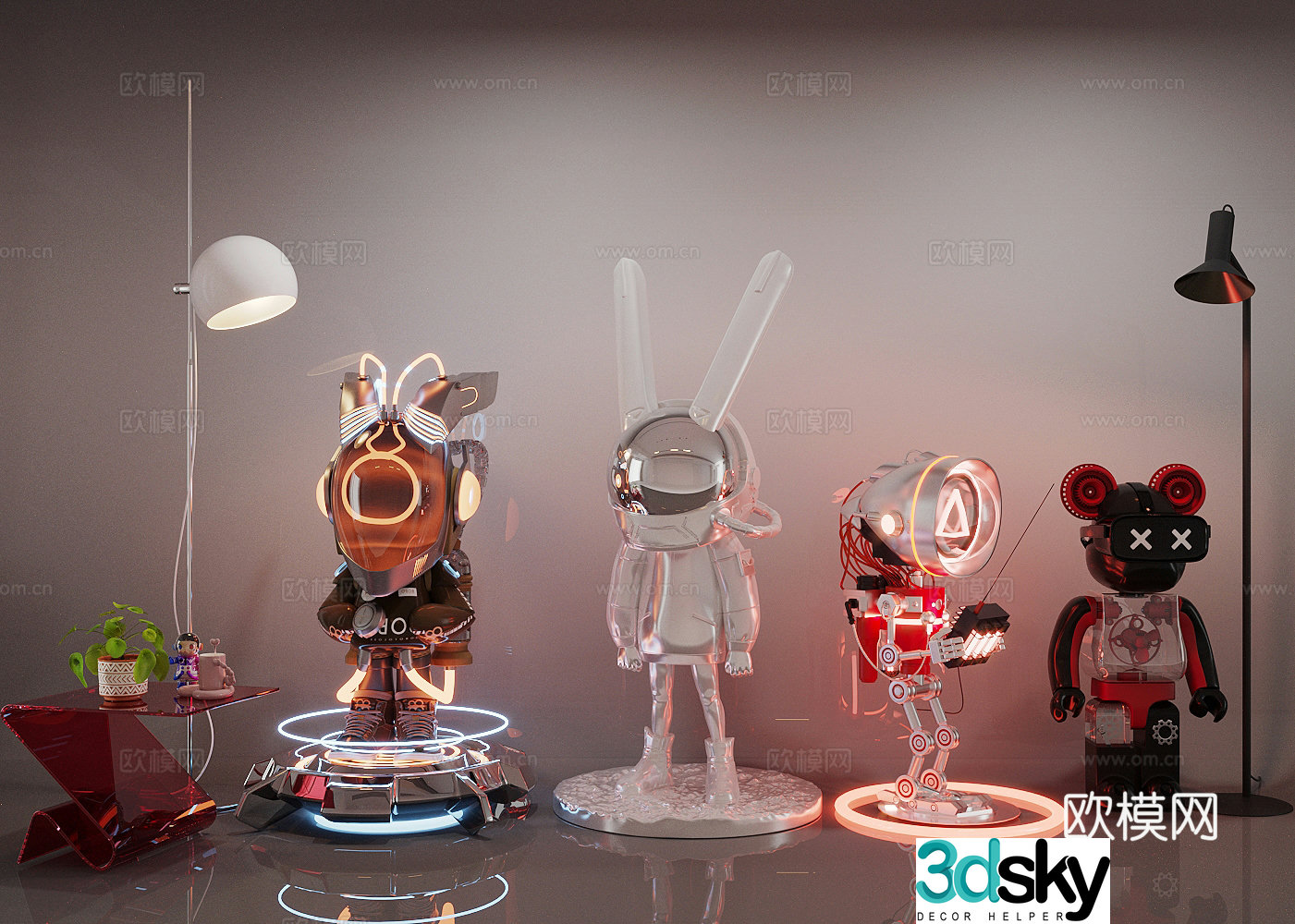 Modern sculpture ornaments Indoor sculpture installation Ornaments combination Cyberpunk sculpture installation 3D model