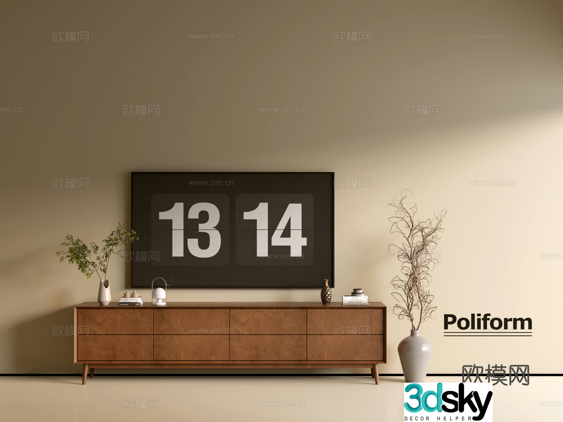 Modern wood grain TV cabinet simple side cabinet chest of drawers low cabinet whole cabinet side cabinet balcony 3D model