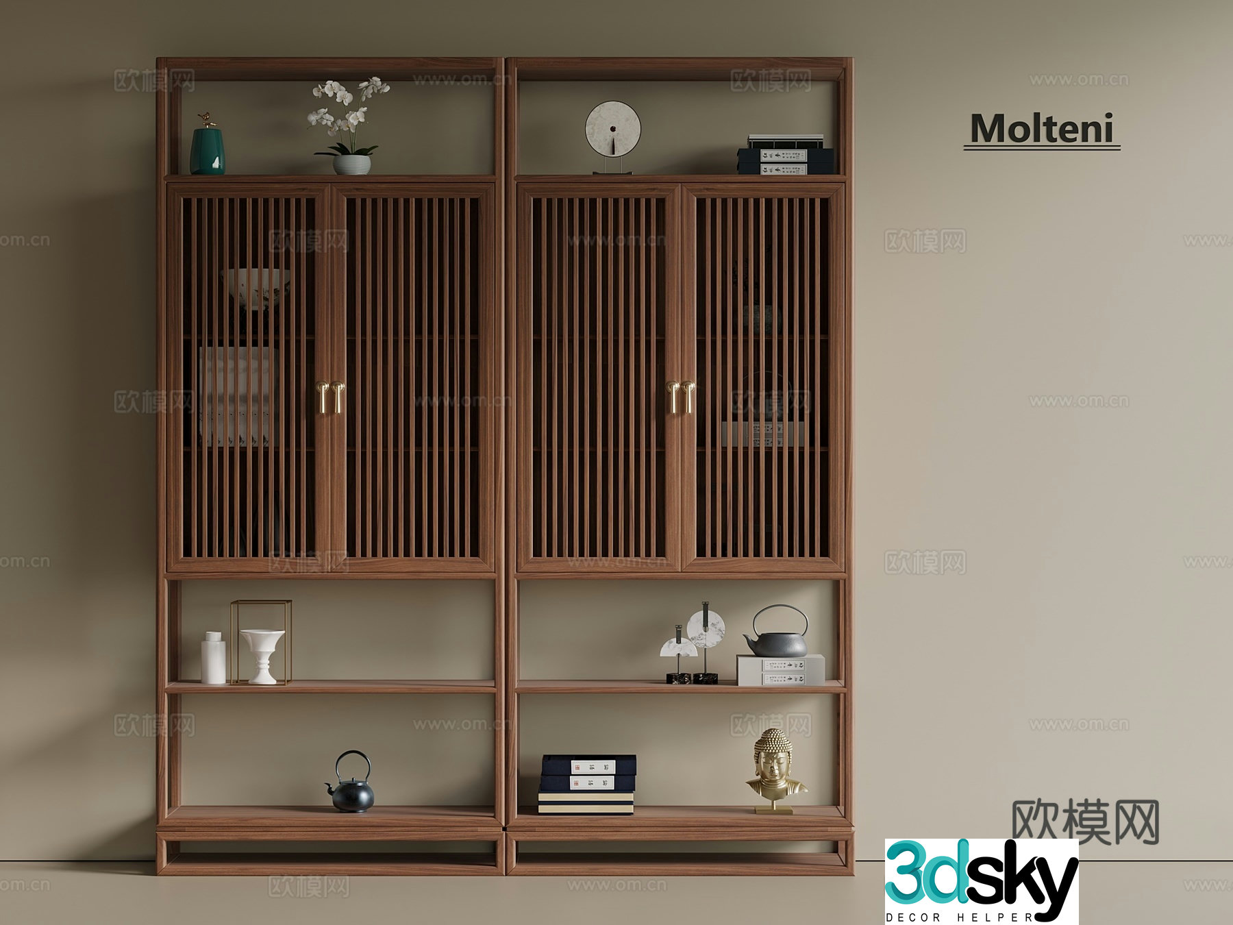 New Chinese style medieval tea cabinet ancient shelf 3D model