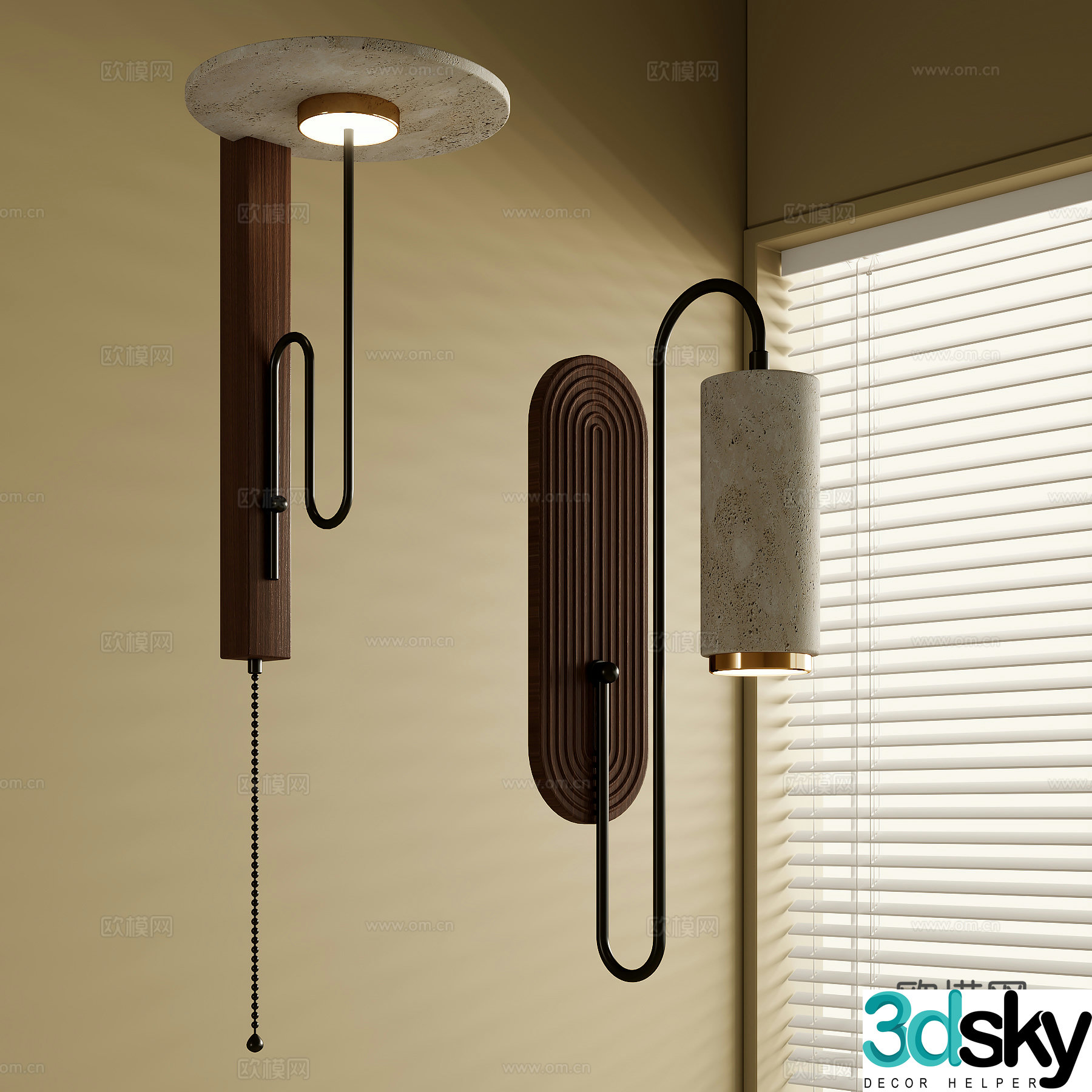 Modern metal wall lamp 3d model