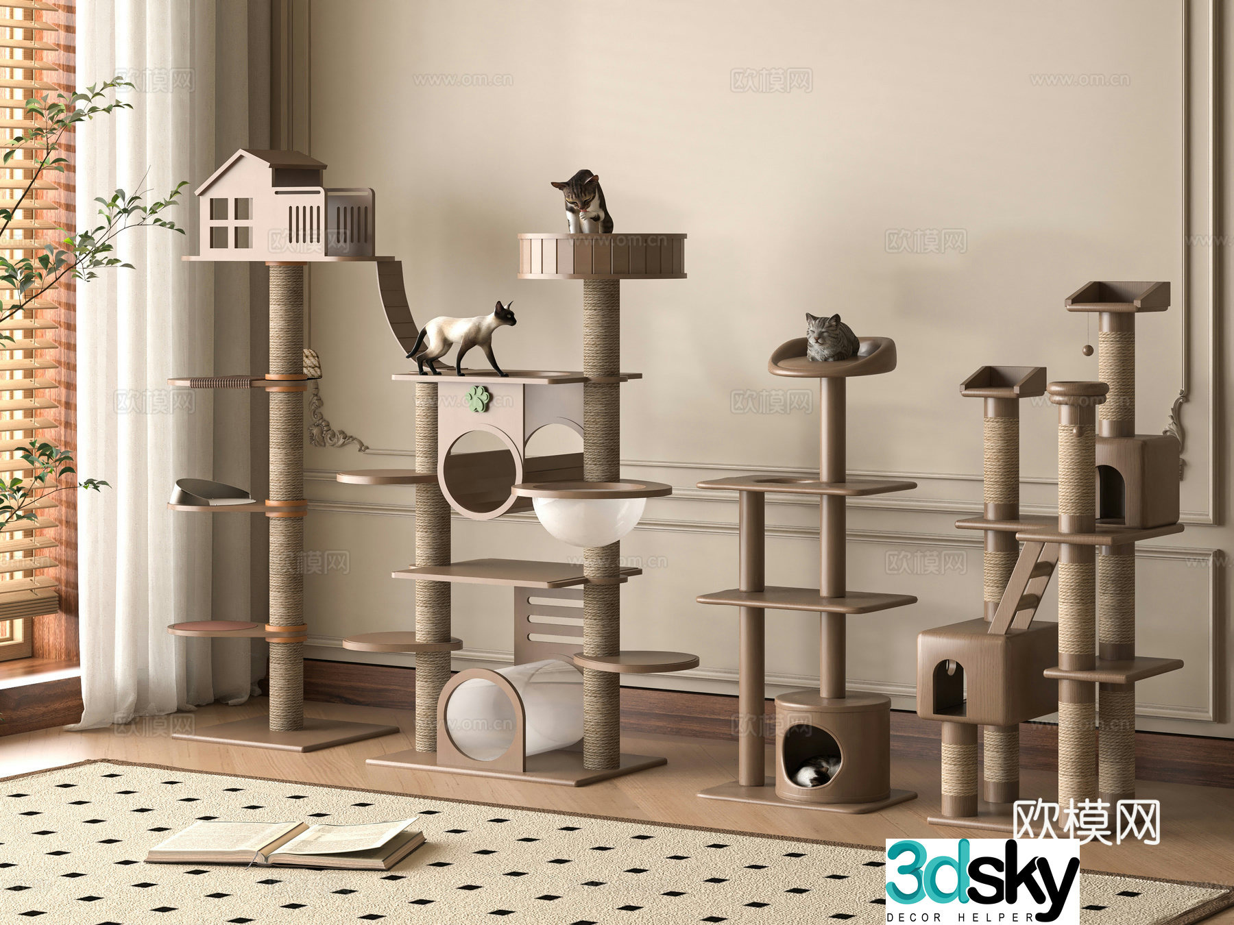 Modern cat crawling frame 3d model