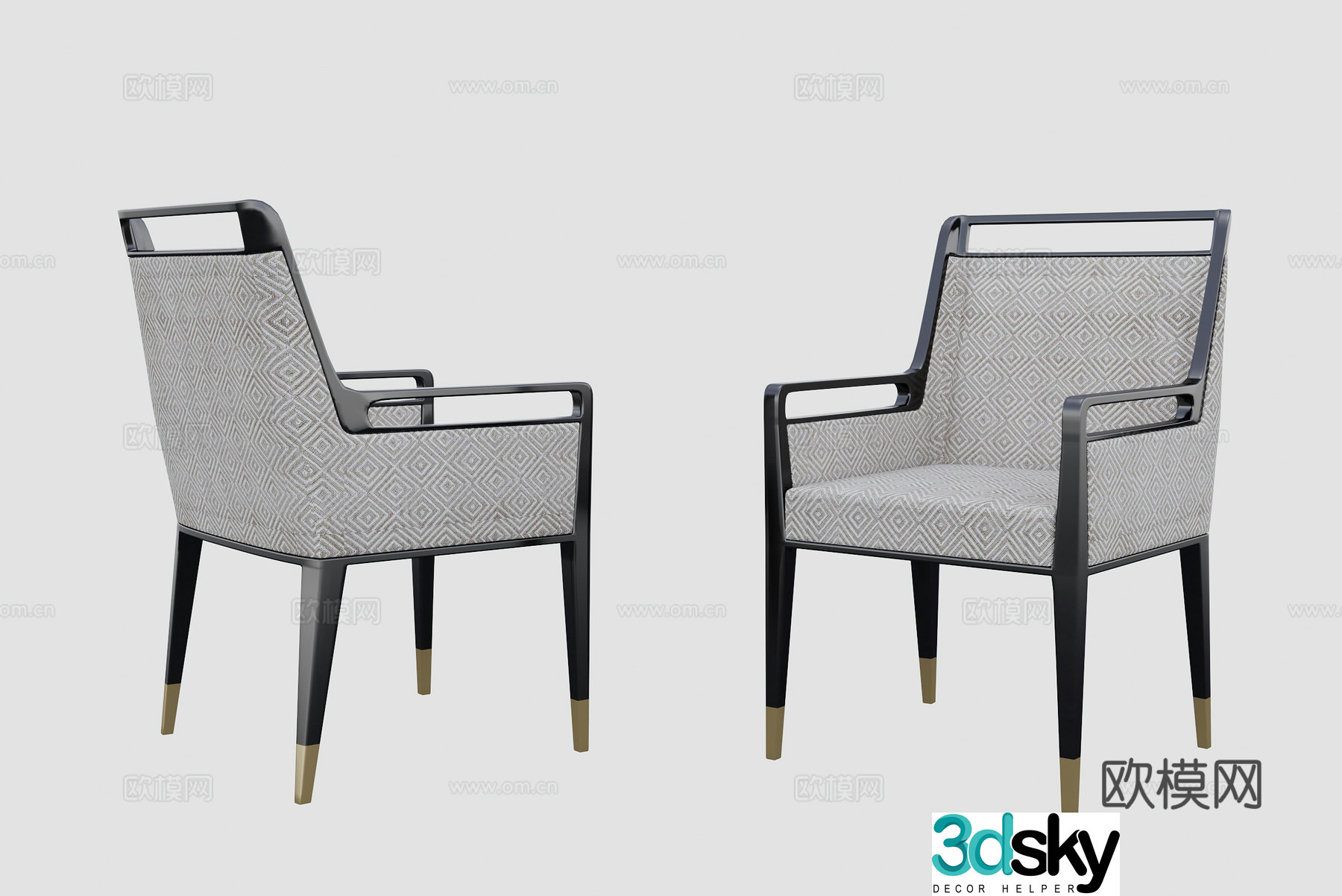 New Chinese style dining chair modern leisure chair book chair tea chair 3d model