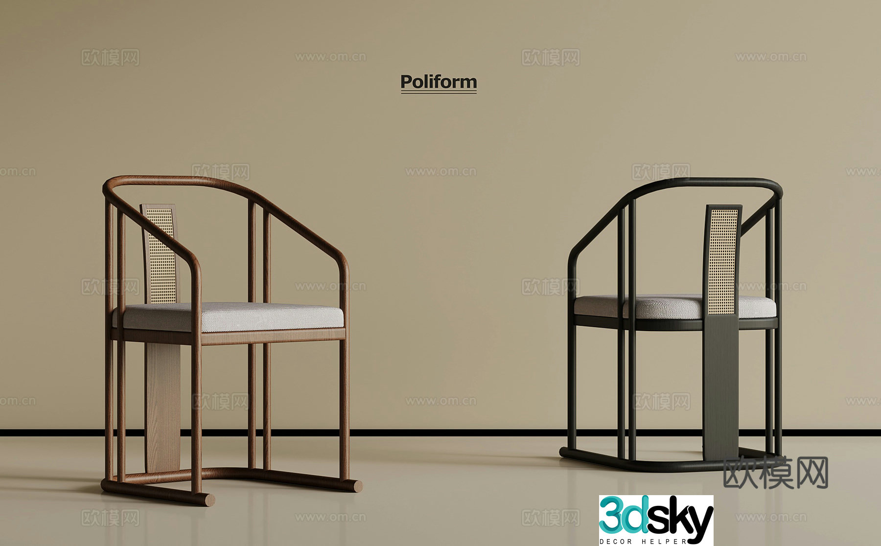 New Chinese dining chair 3D model