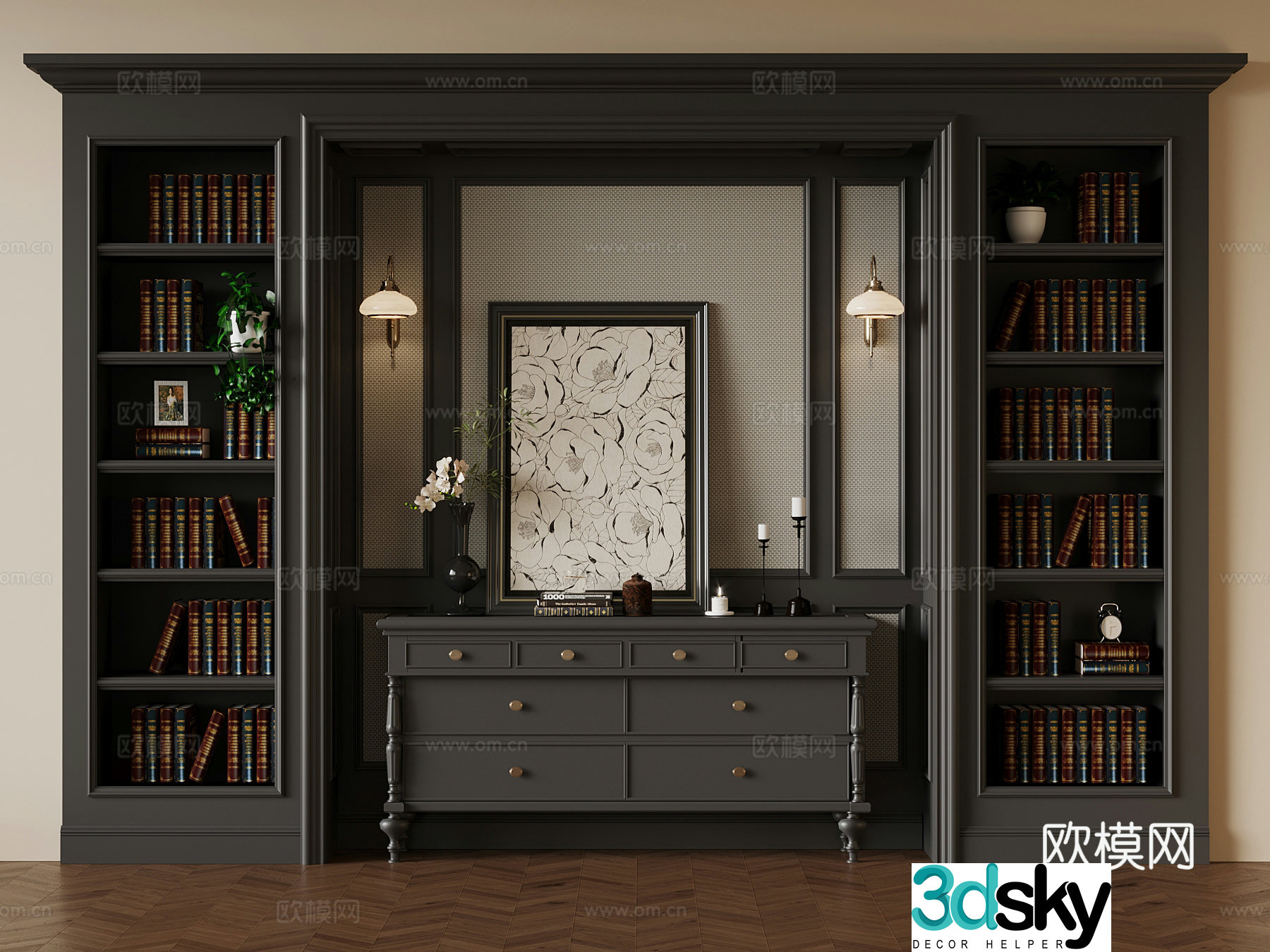 French bookcase 3d model